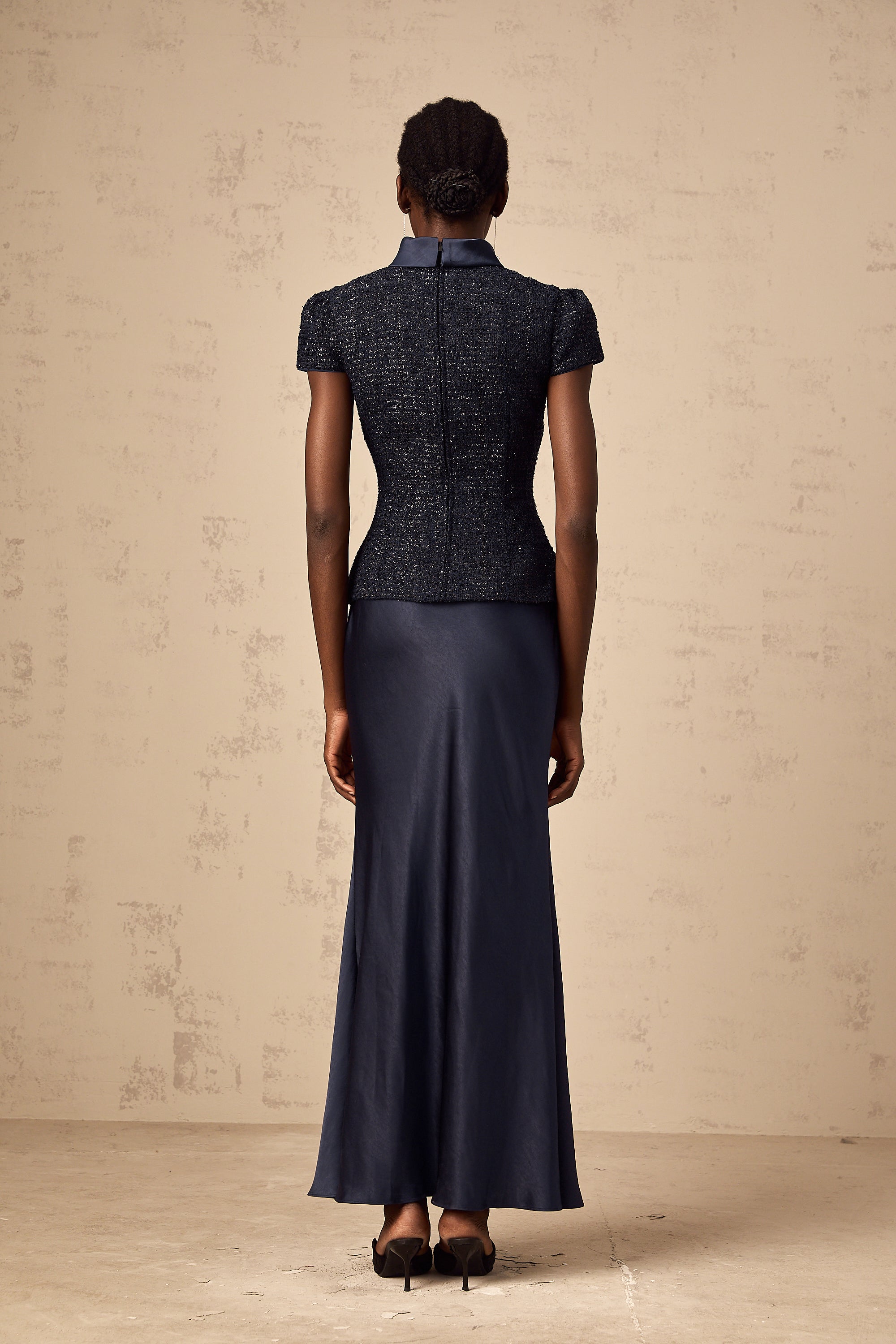 Josette blue peplum-waist panelled maxi dress (Final Sale-US Only)