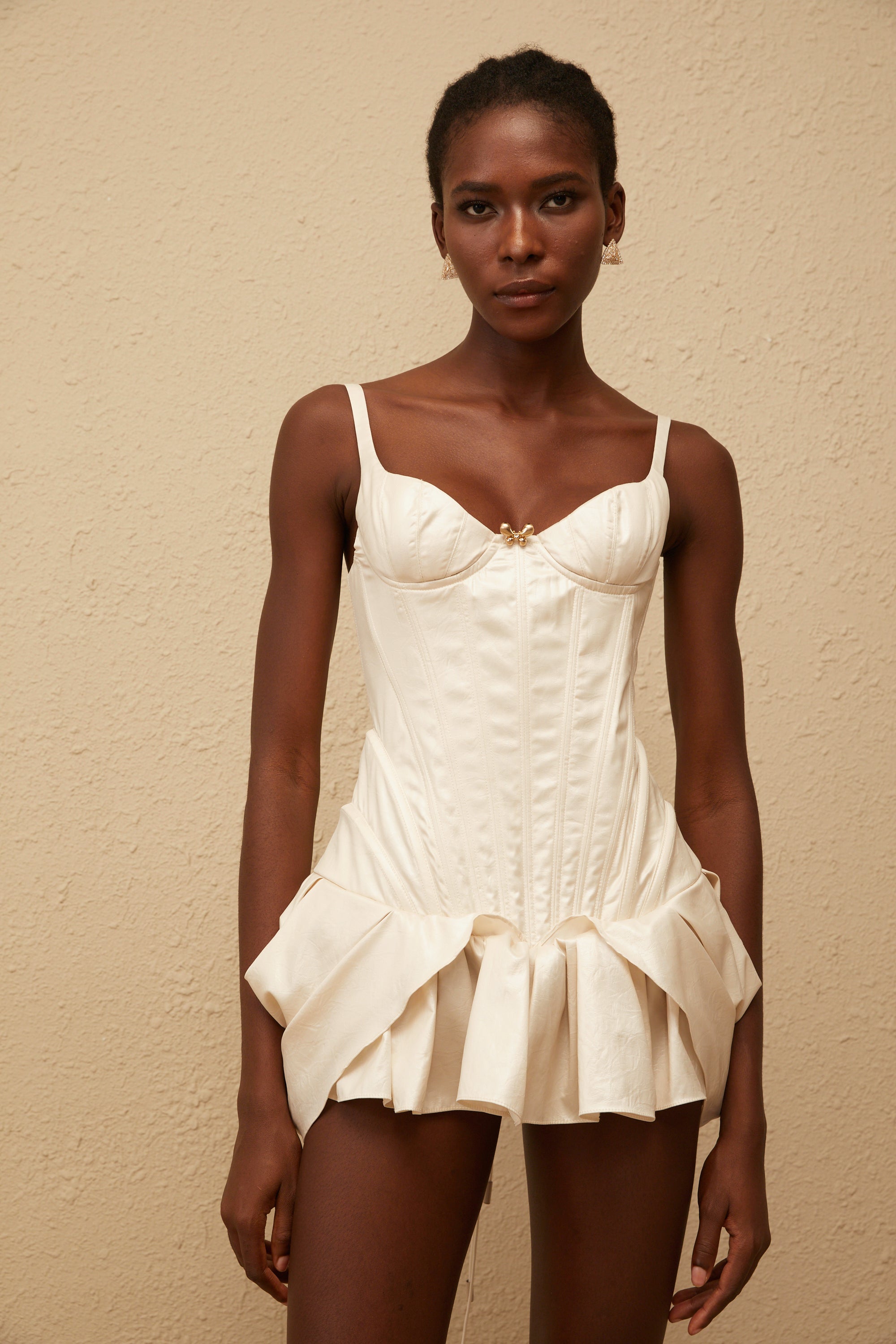Léana White Ruffled Detail Bustier Mini Dress (Final Sale-US Only)