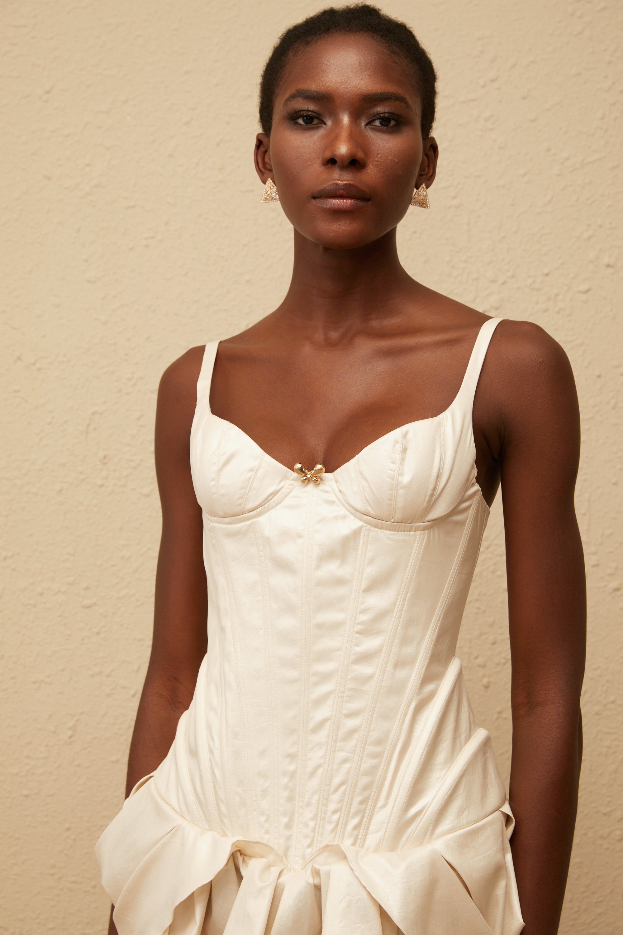 Léana White Ruffled Detail Bustier Mini Dress (Final Sale-US Only)