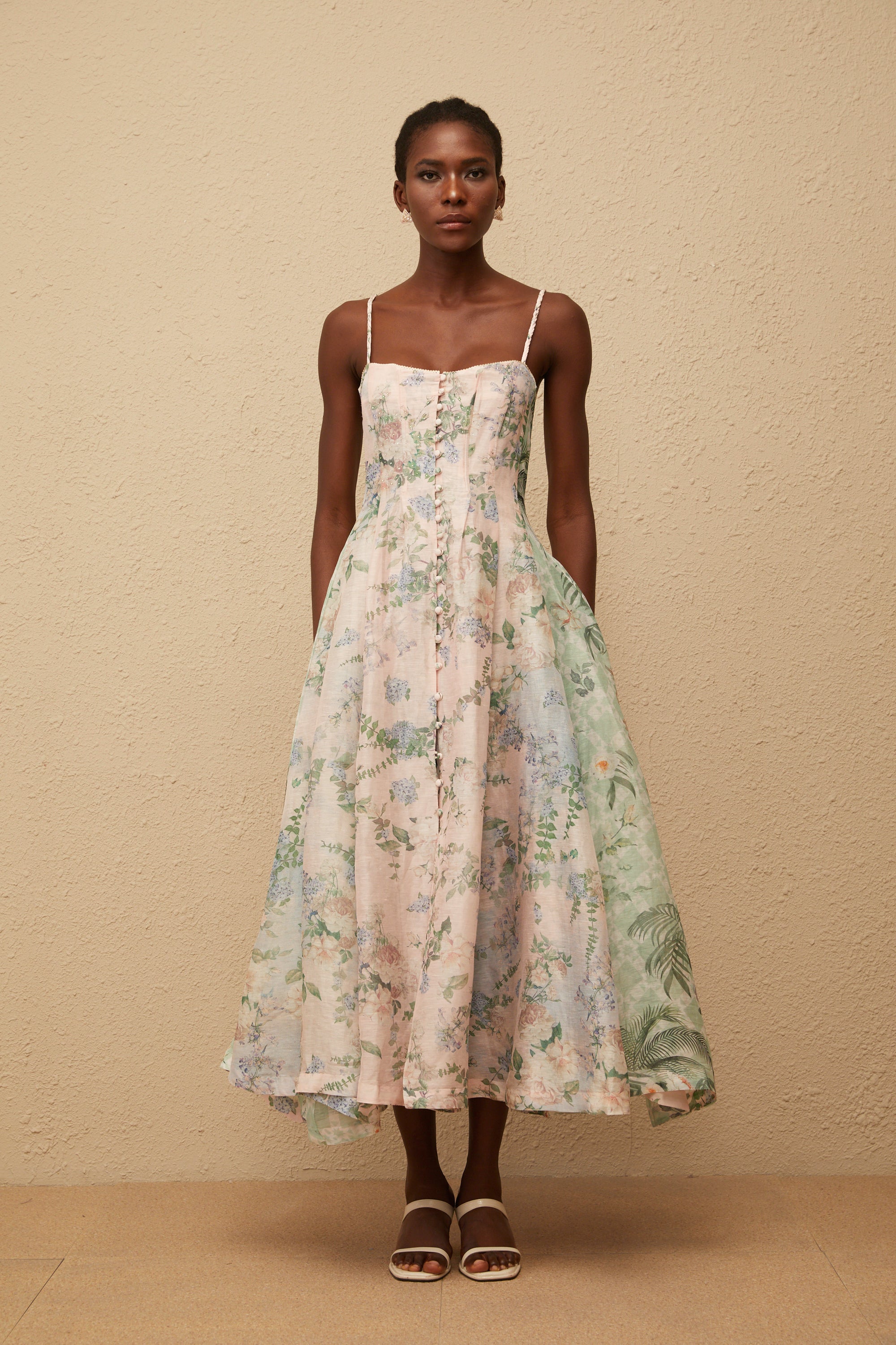 Aurore Pink Floral Print Maxi Dress