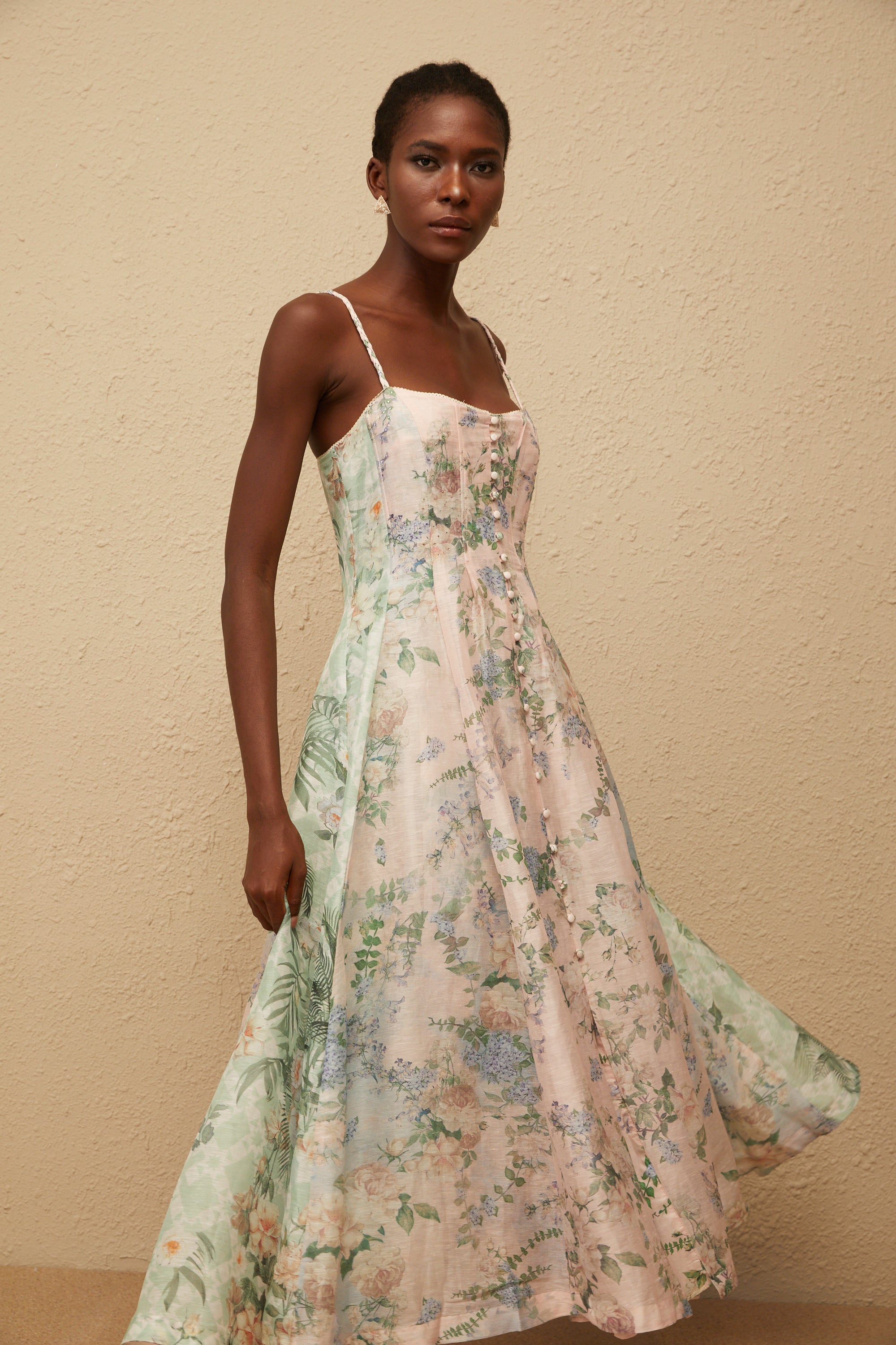Aurore Pink Floral Print Maxi Dress