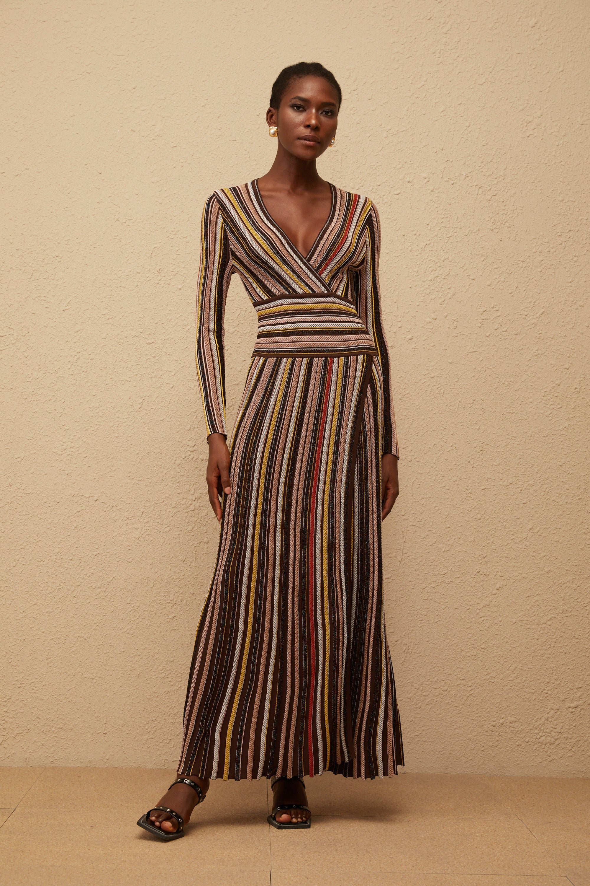 Phoebe Brown Vertical Stripe Knit Midi Dress (Final Sale-US Only)