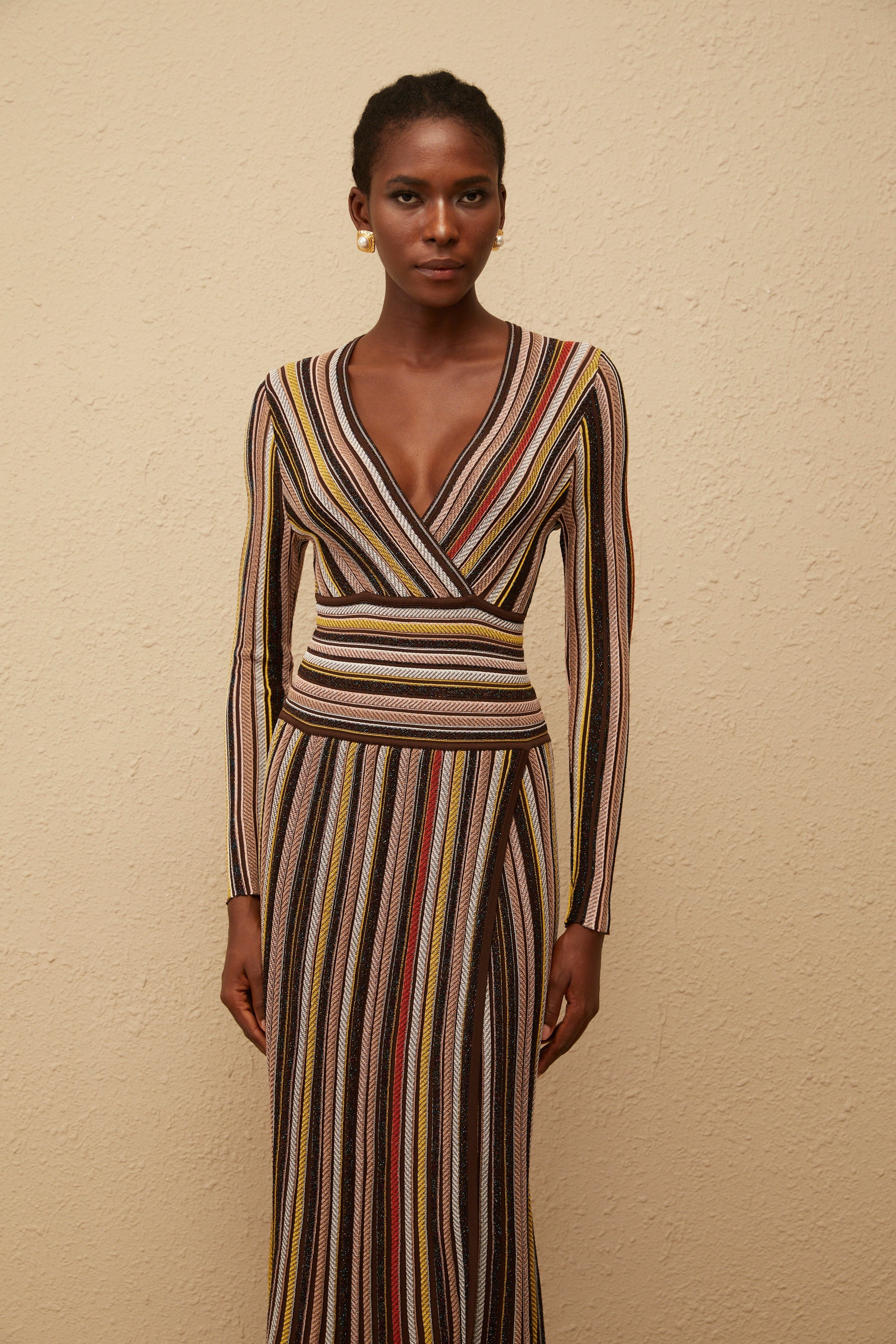 Phoebe Brown Vertical Stripe Knit Midi Dress (Final Sale-US Only)