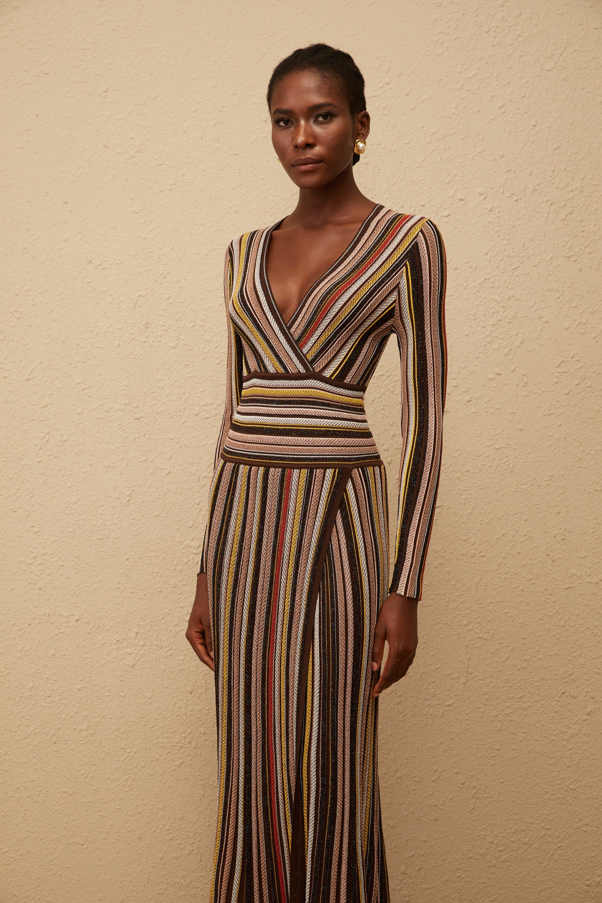 Phoebe Brown Vertical Stripe Knit Midi Dress (Final Sale-US Only)