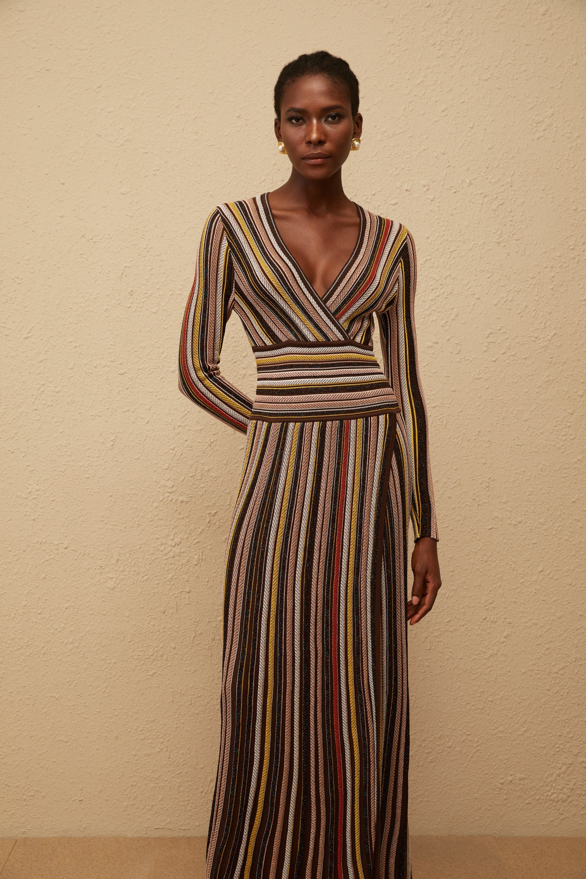 Phoebe Brown Vertical Stripe Knit Midi Dress (Final Sale-US Only)