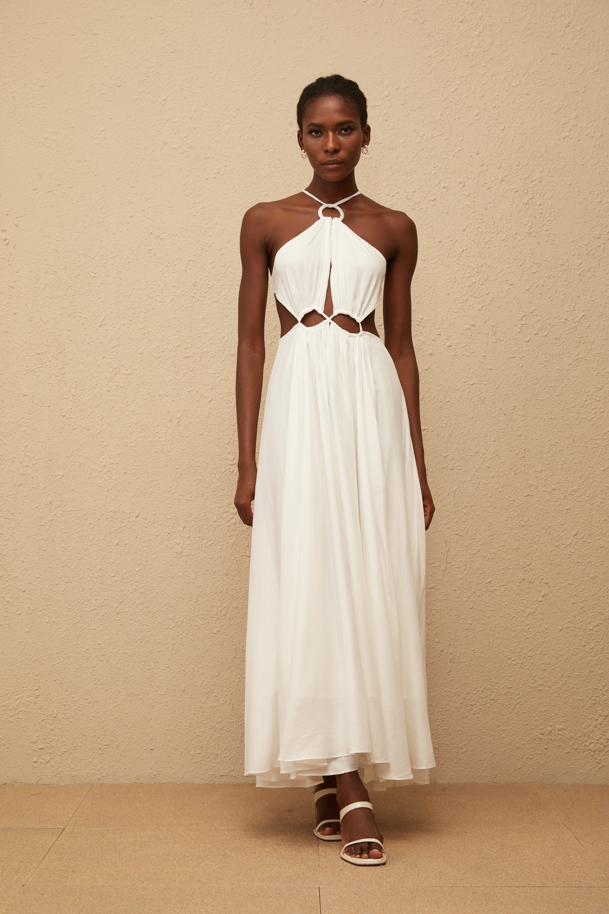 Despoina White Bohemian Style Maxi Dress