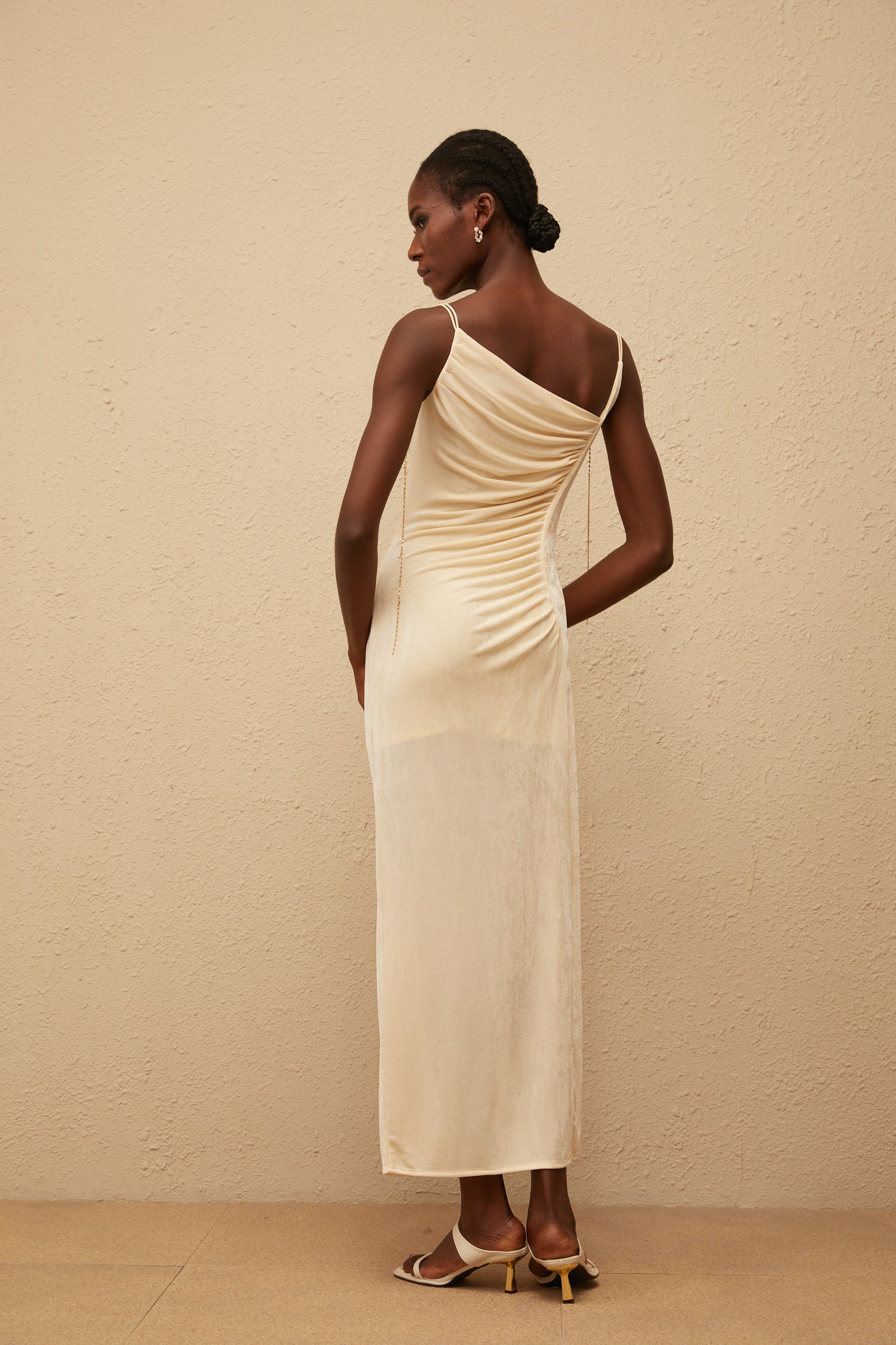 Ondine Shell Embellished Ruched Corset Maxi Dress
