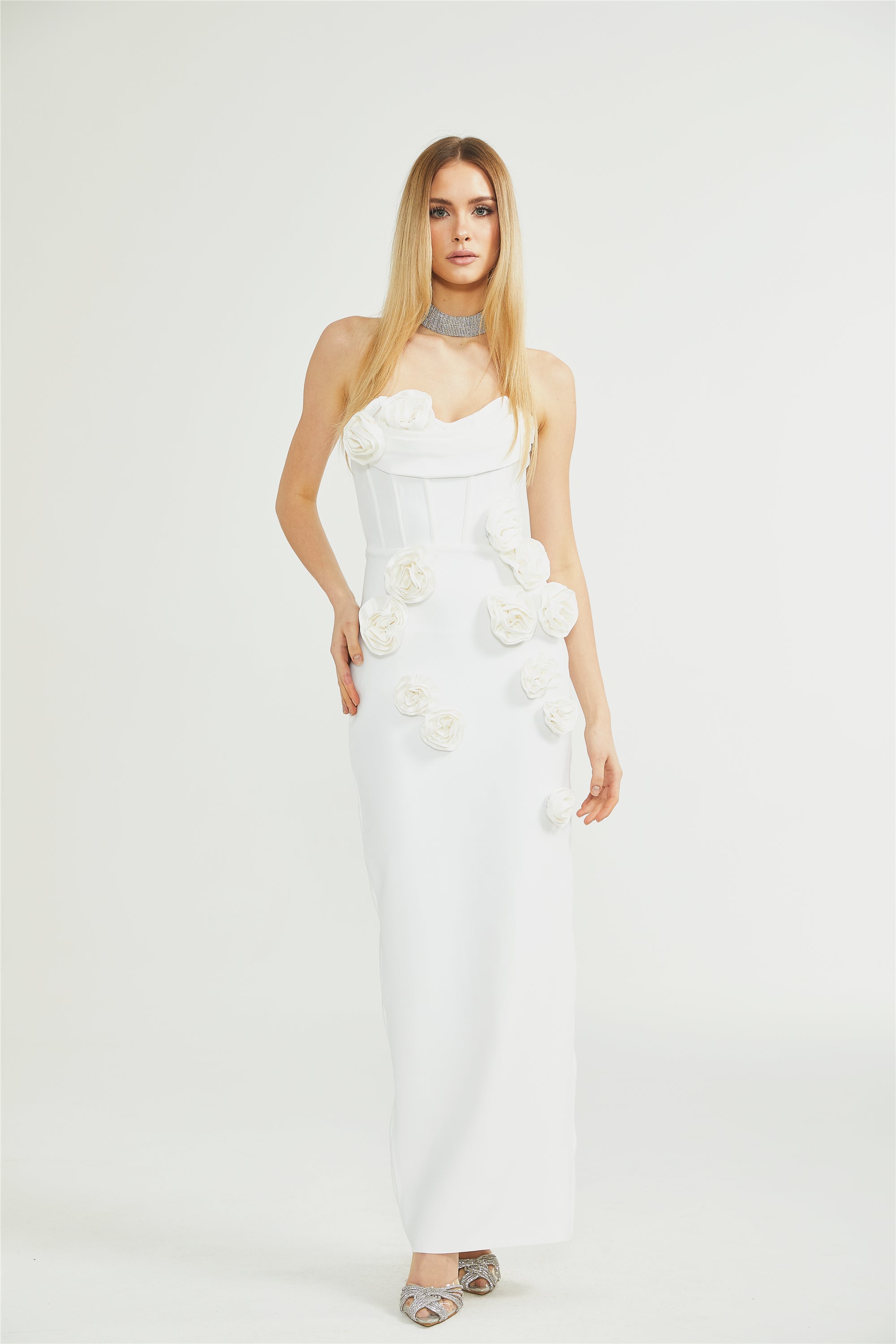 Geneviève off-shoulder floral dress (US Only)