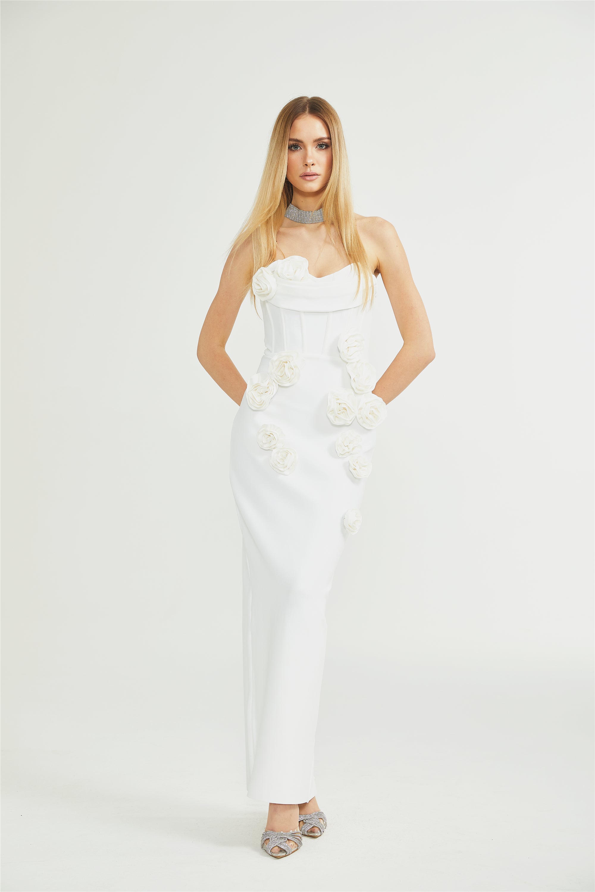 Geneviève off-shoulder floral dress (US Only)