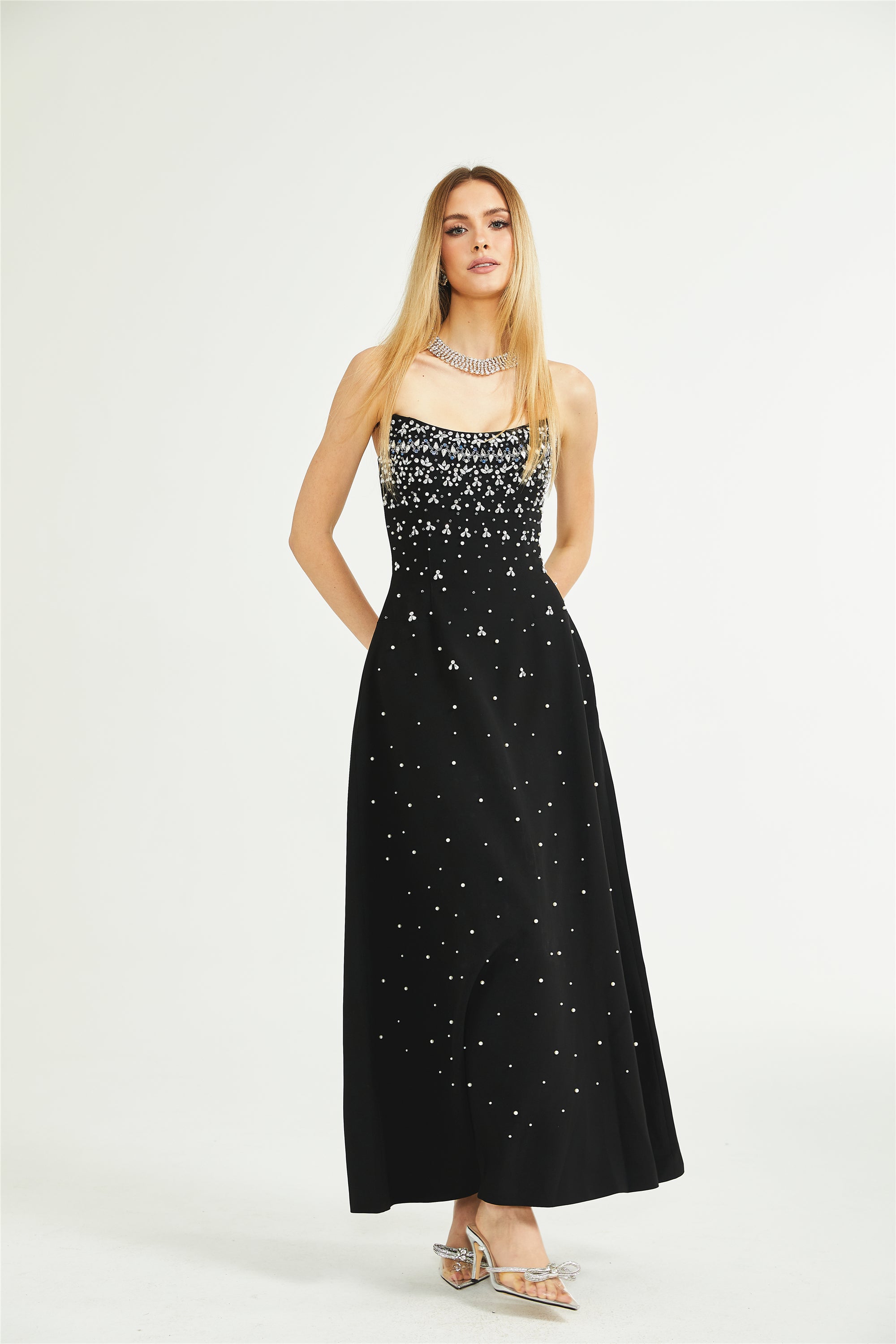 Melisande black embellished maxi dress (Final Sale-US Only)