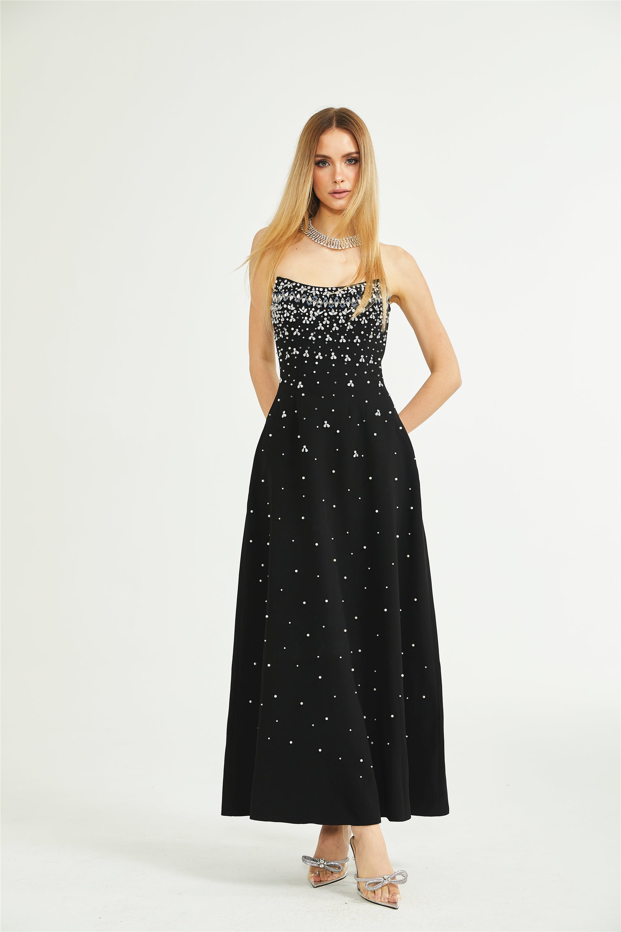 Melisande black embellished maxi dress (Final Sale-US Only)