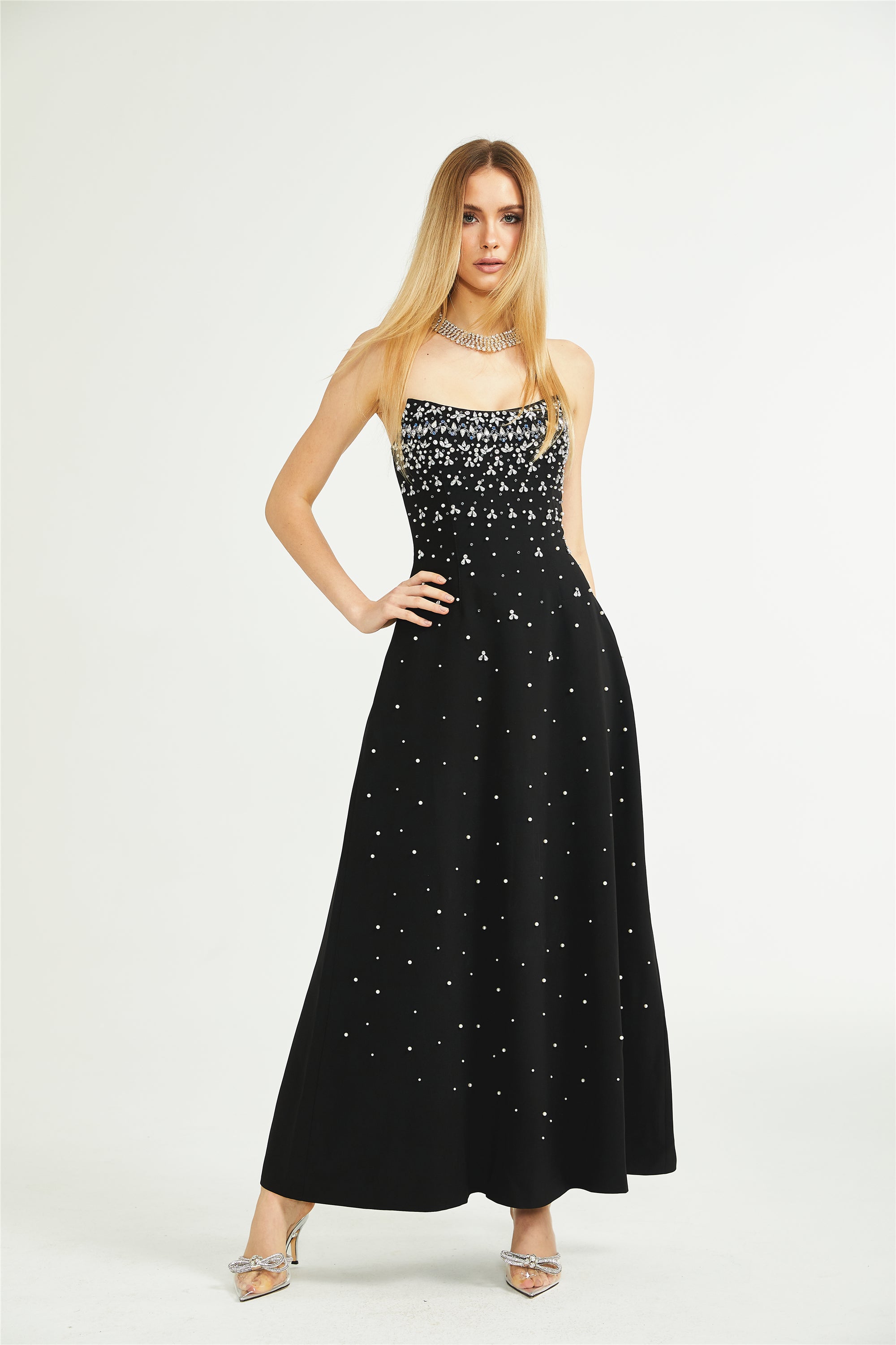 Melisande black embellished maxi dress (Final Sale-US Only)