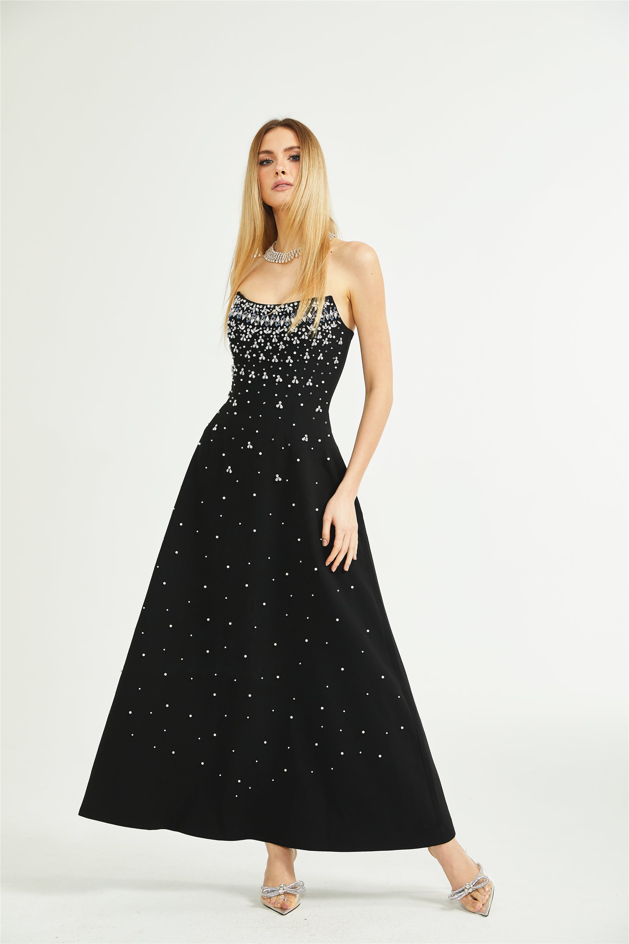 Melisande black embellished maxi dress (Final Sale-US Only)