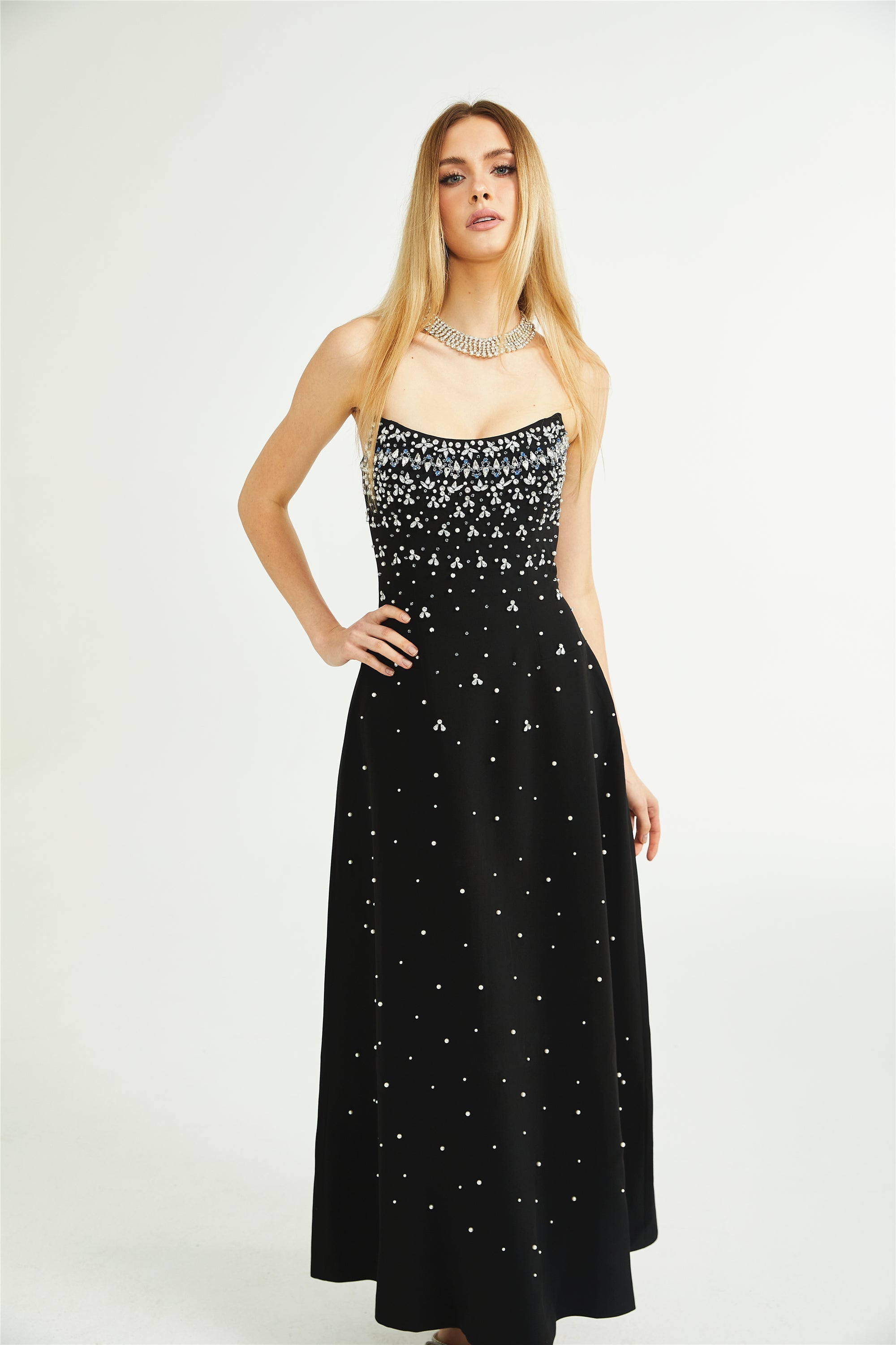 Melisande black embellished maxi dress (Final Sale-US Only)