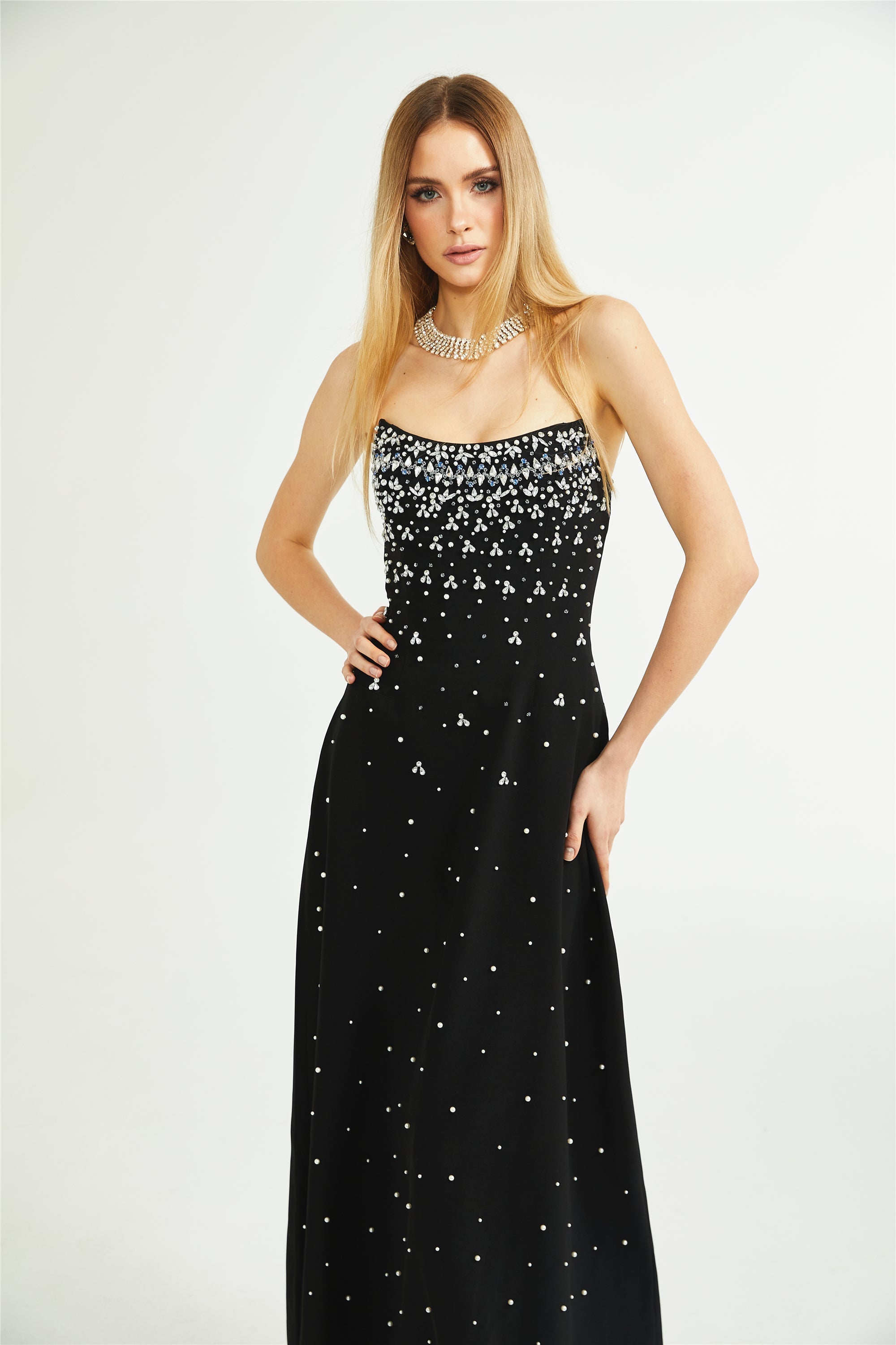 Melisande black embellished maxi dress (Final Sale-US Only)