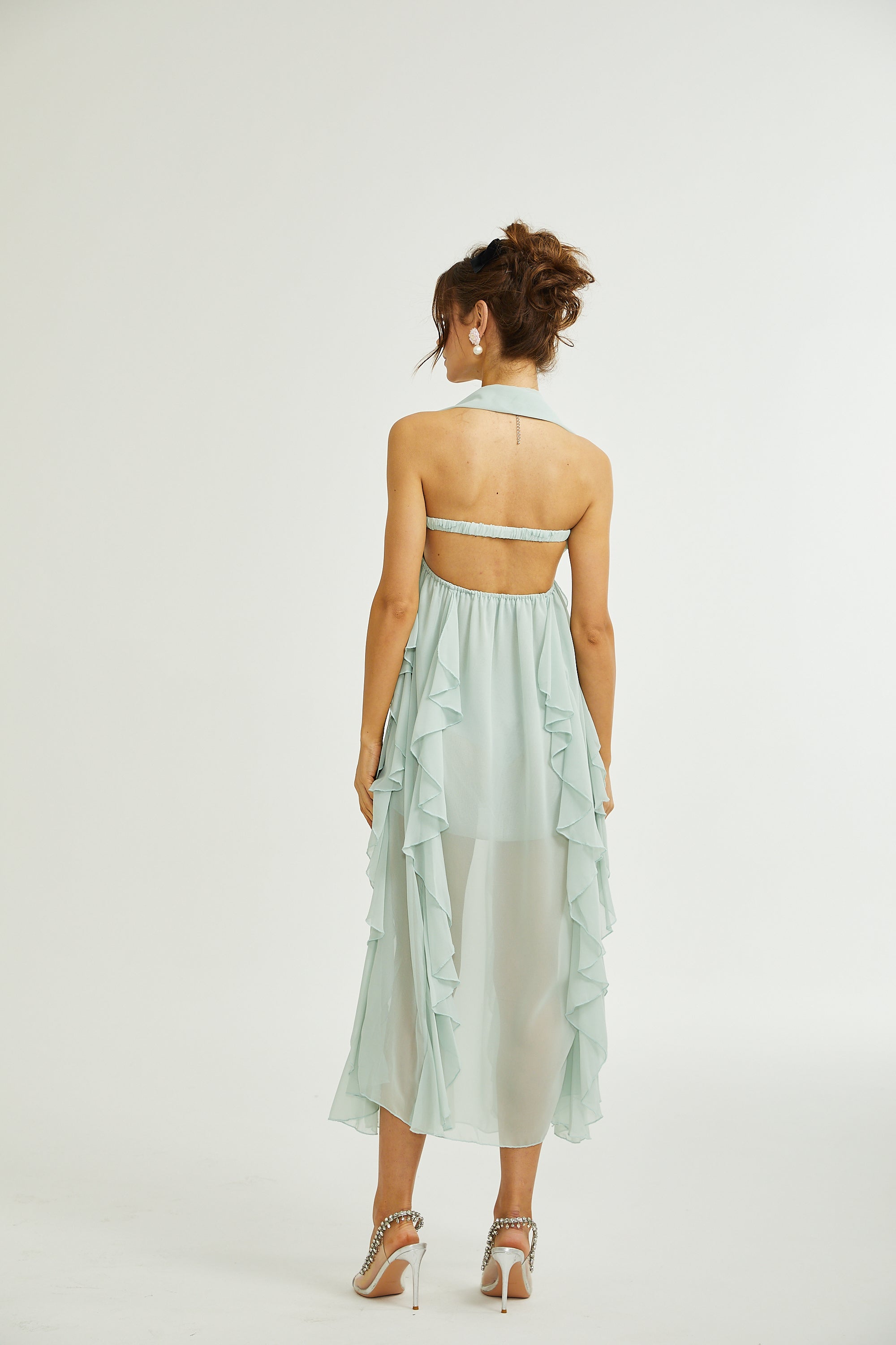 Salilah embellished ruffled midi dress（Final Sale）