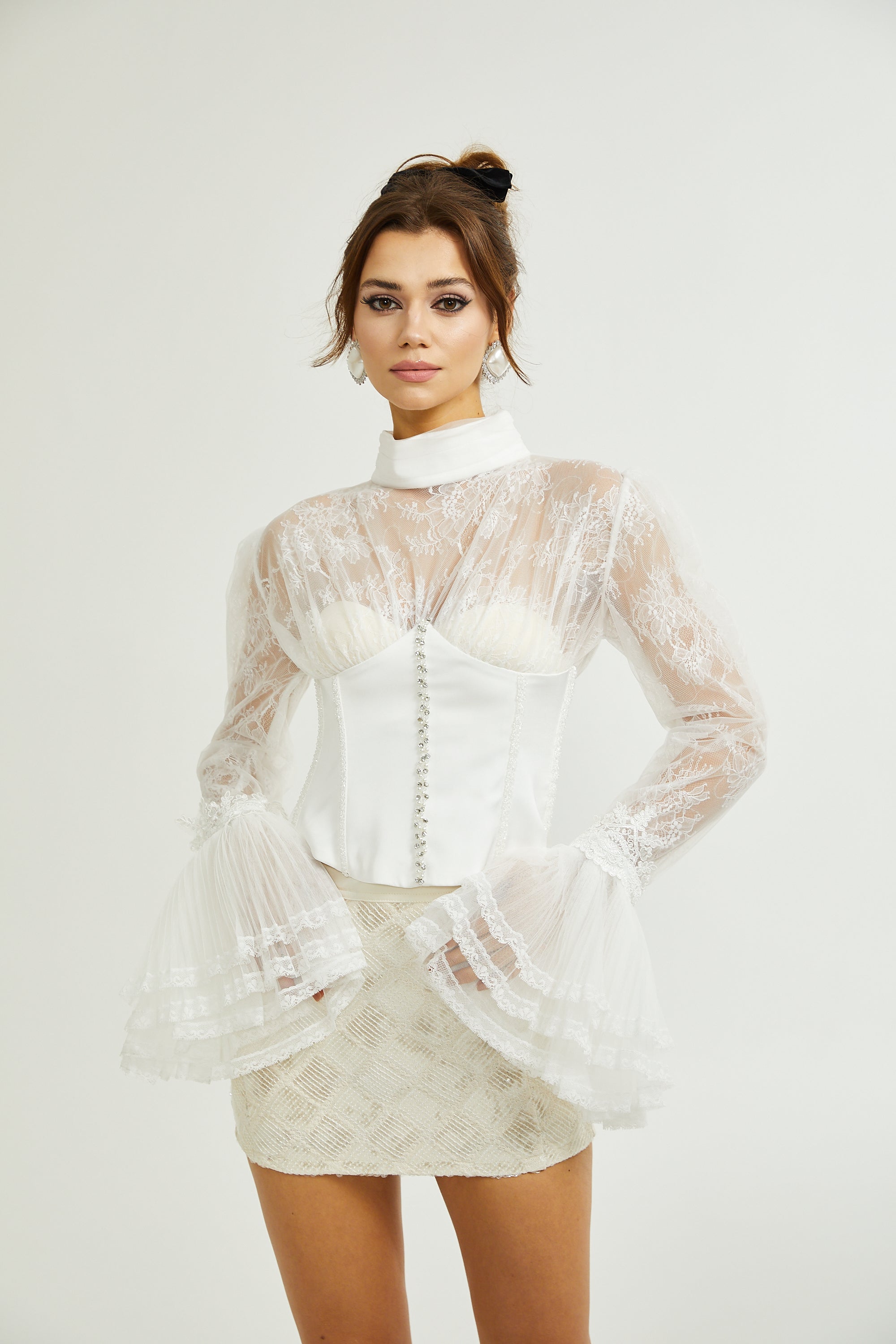 Ellica semi-sheer cropped top (US Only)