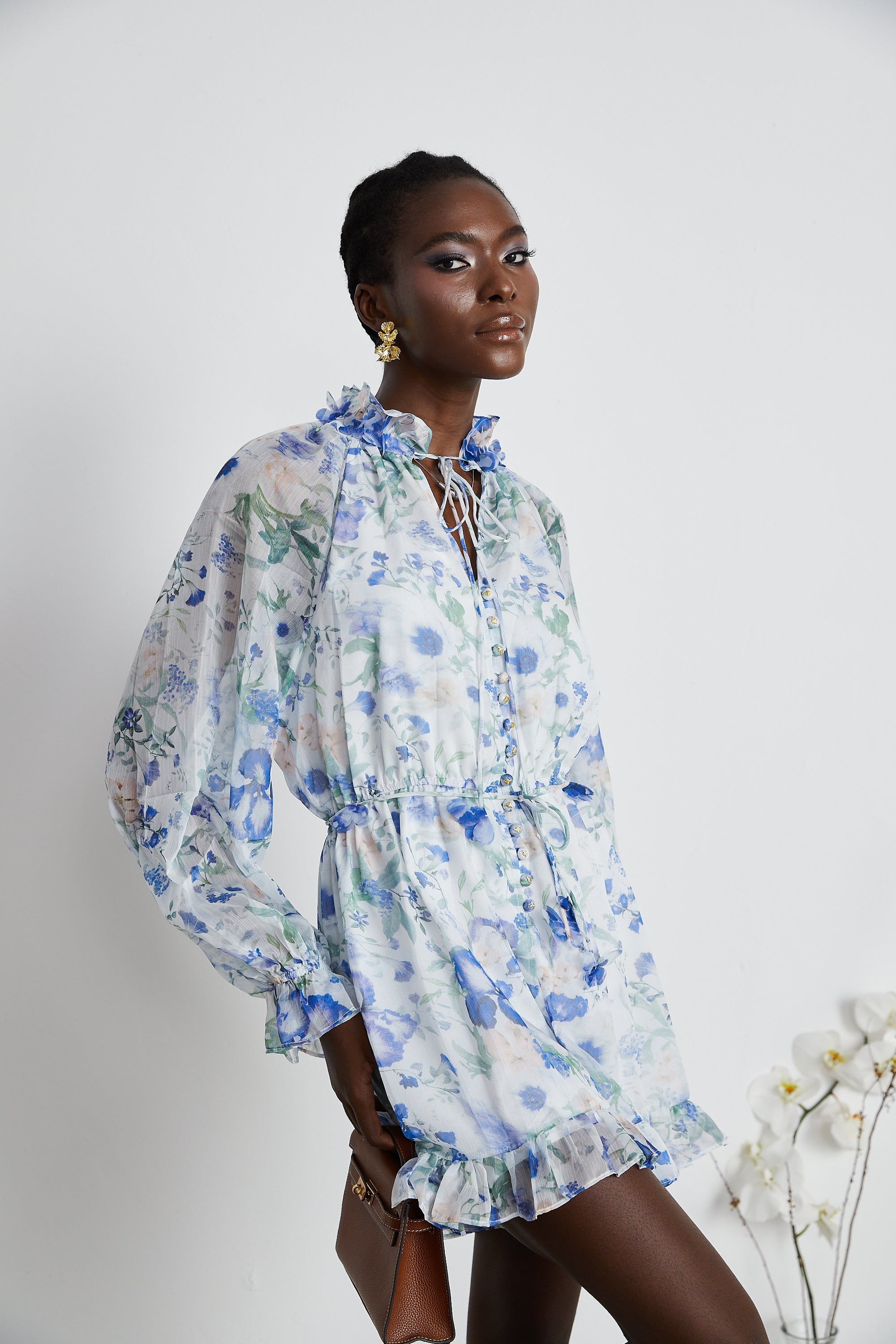 Isabeau white floral-print mini dress (US Only)