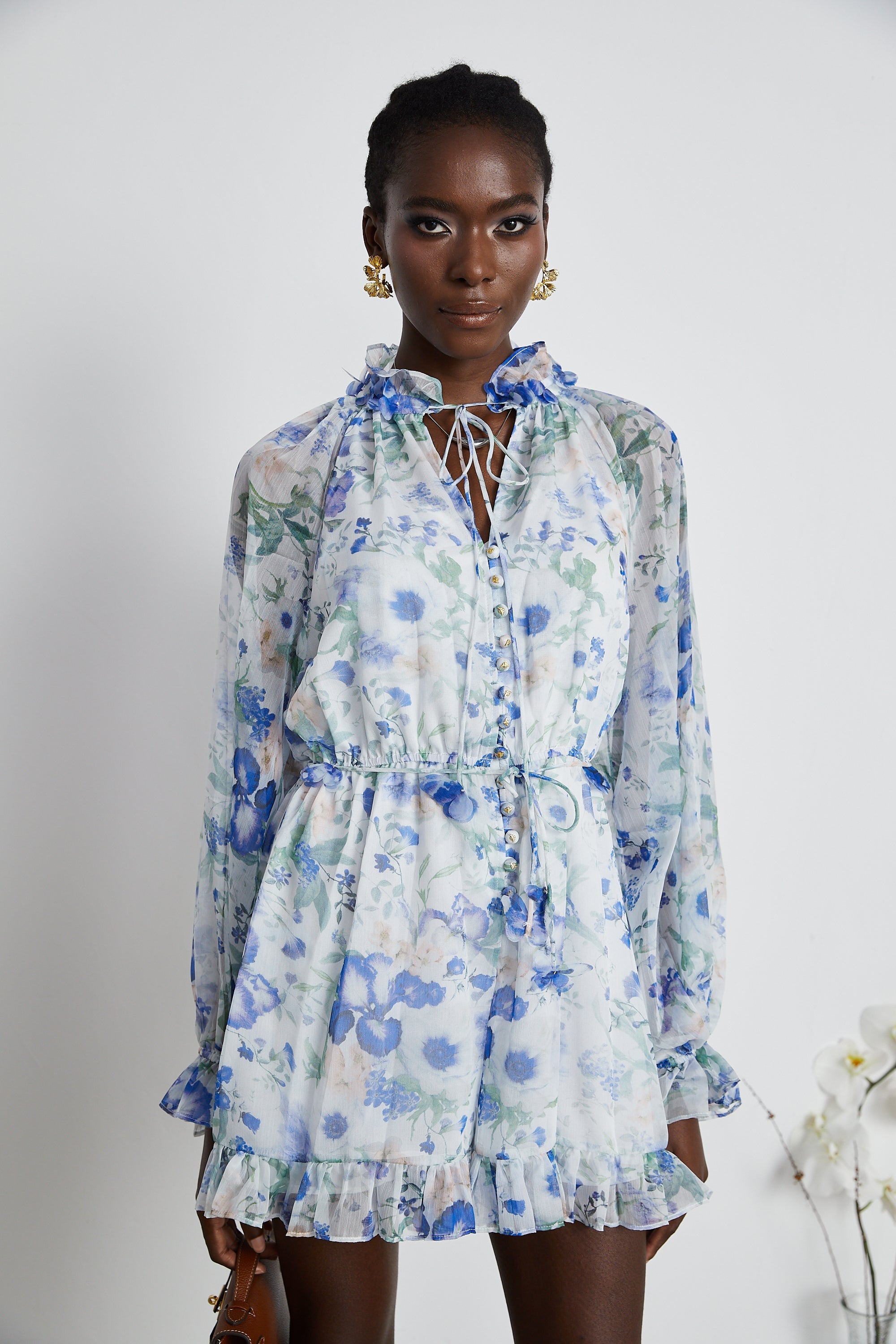 Isabeau white floral-print mini dress (US Only)