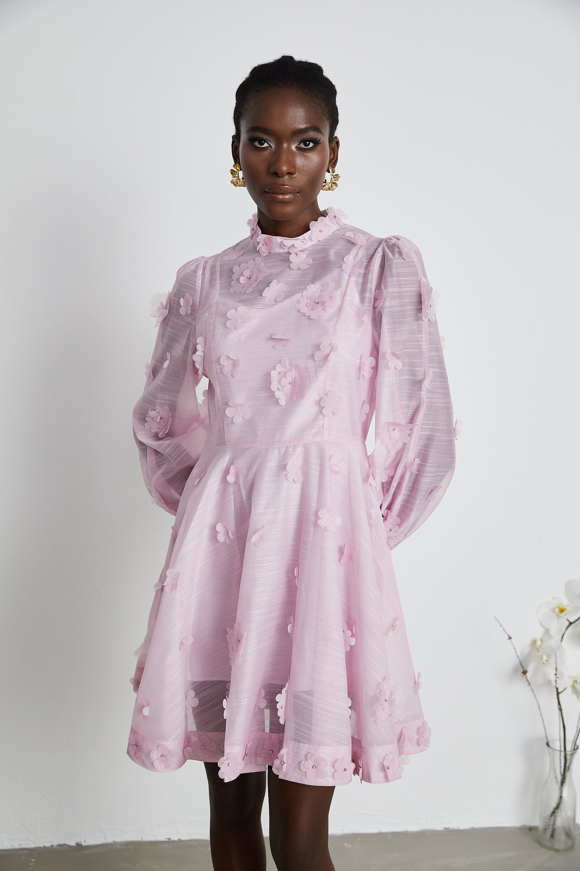 Honorine pink floral-appliqué mini dress (US Only)