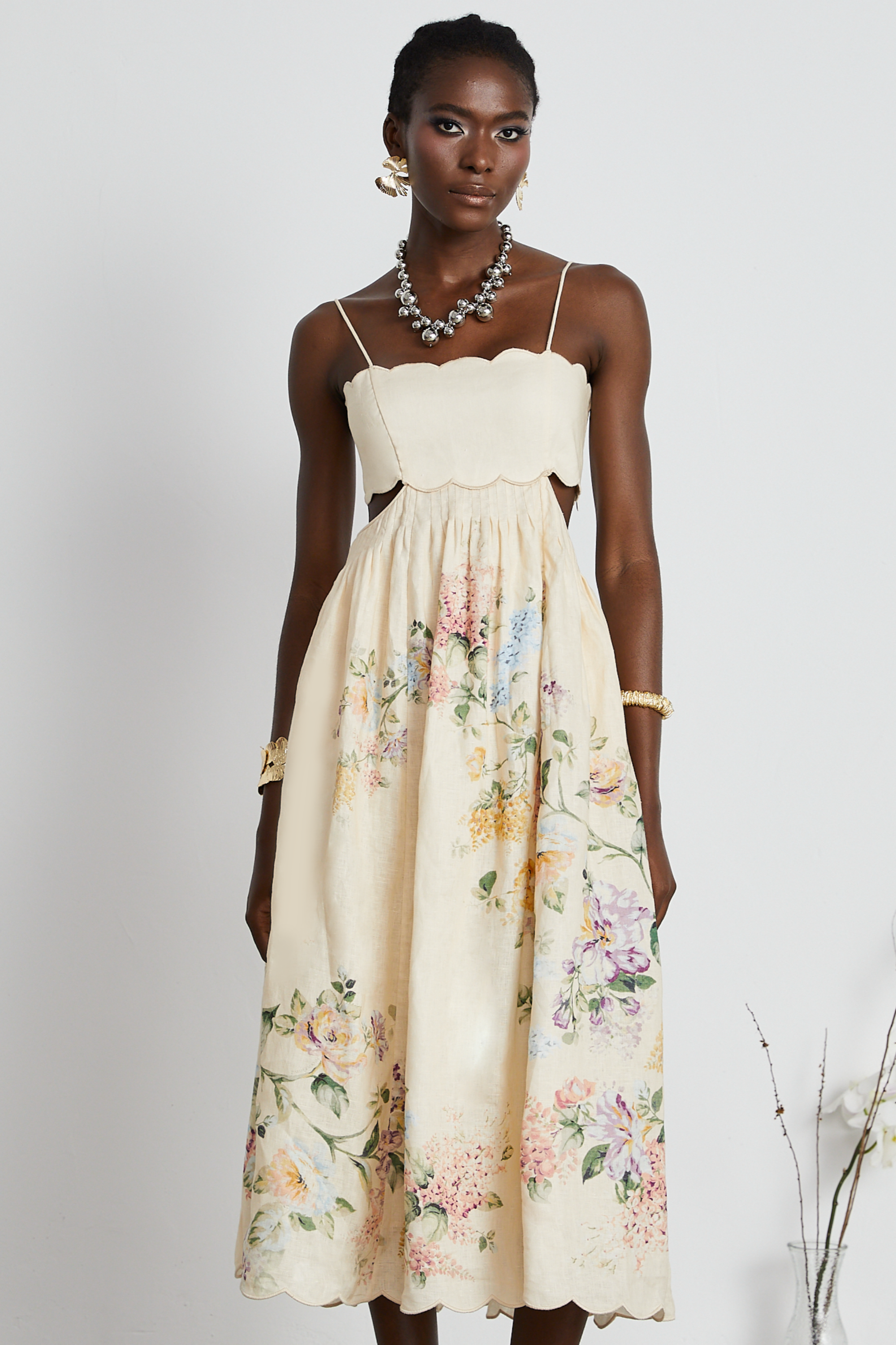 Joséphine floral-print cut-out midi dress