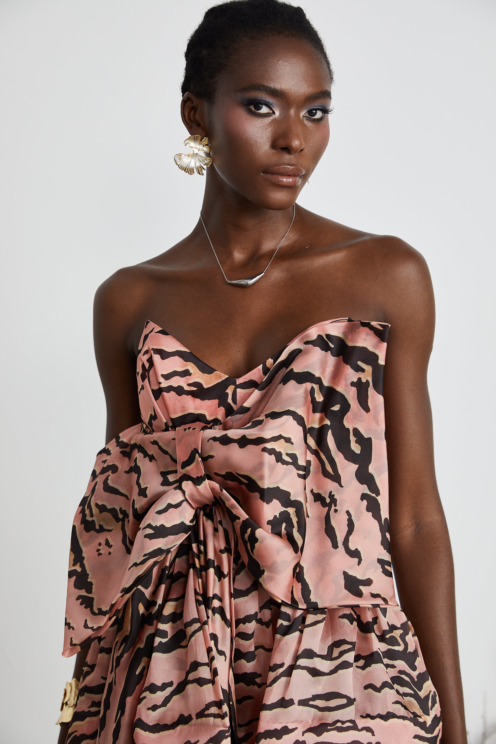 Lillie bow-detail flared mini dress (US Only)
