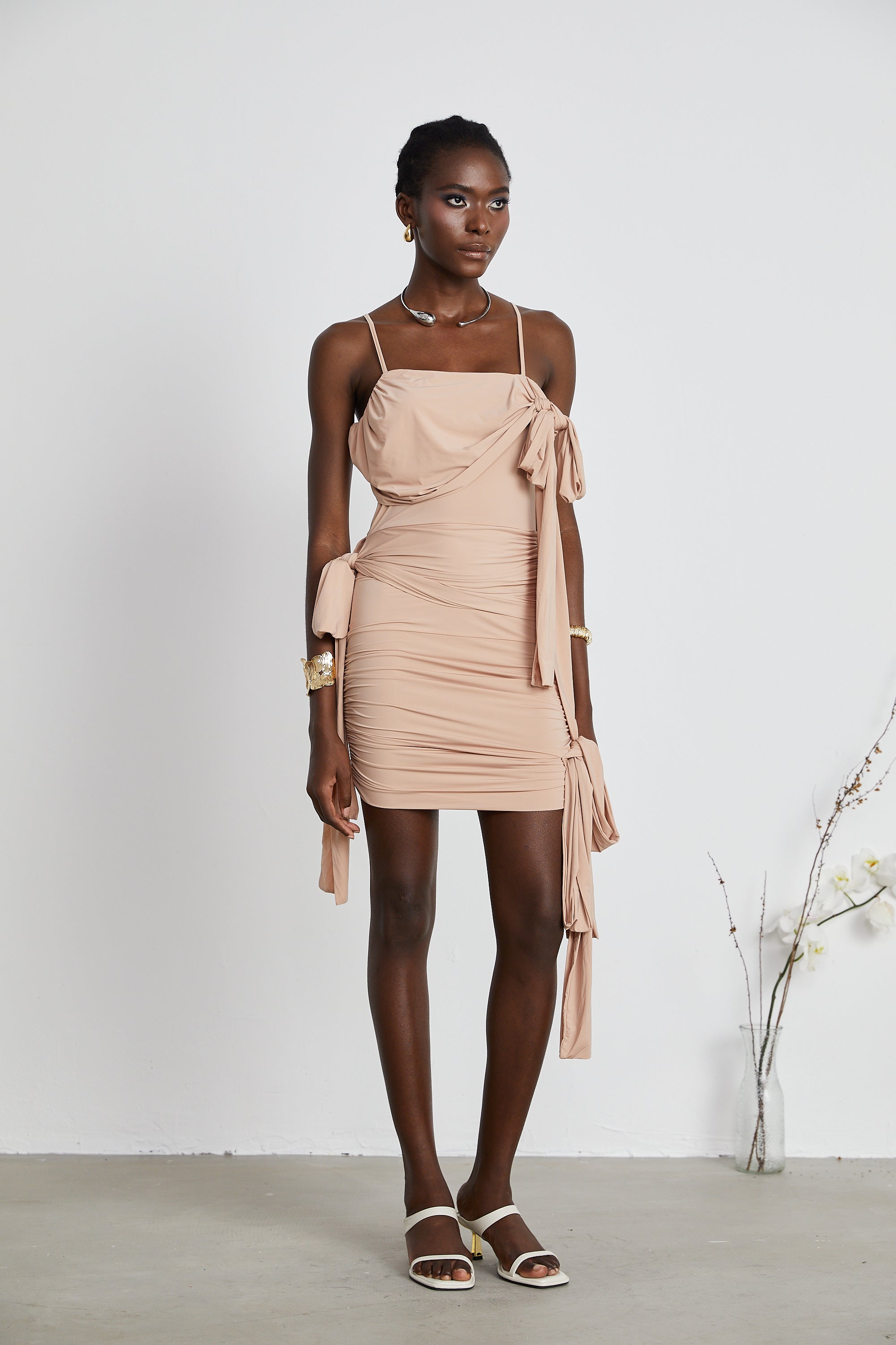 Vivien asymmetrical sash-detailing mini dress