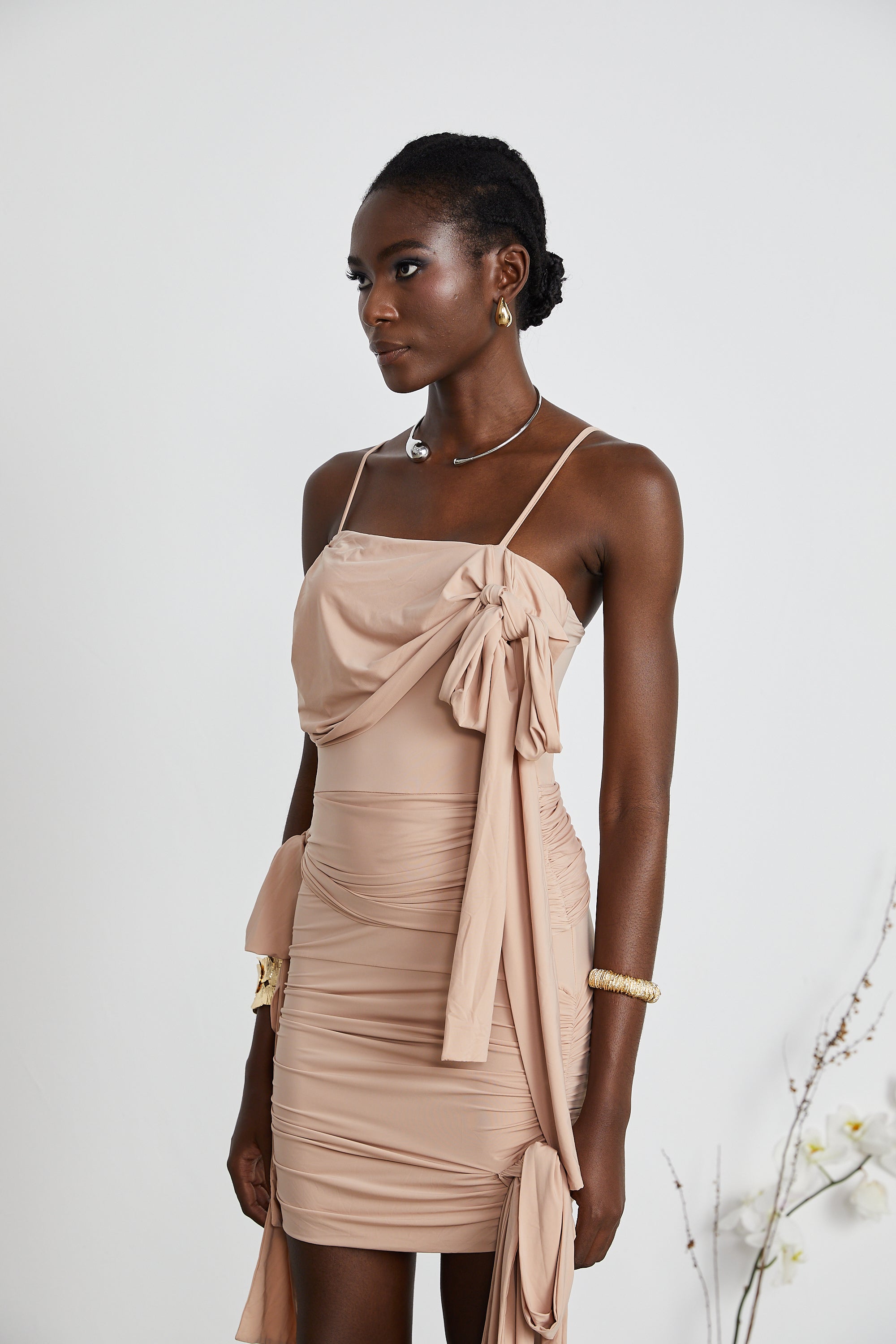 Vivien asymmetrical sash-detailing mini dress