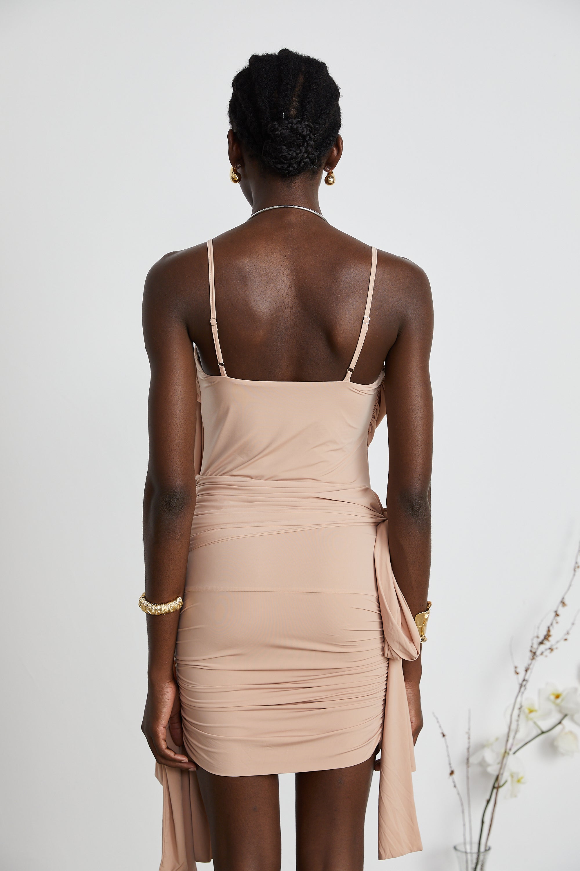 Vivien asymmetrical sash-detailing mini dress