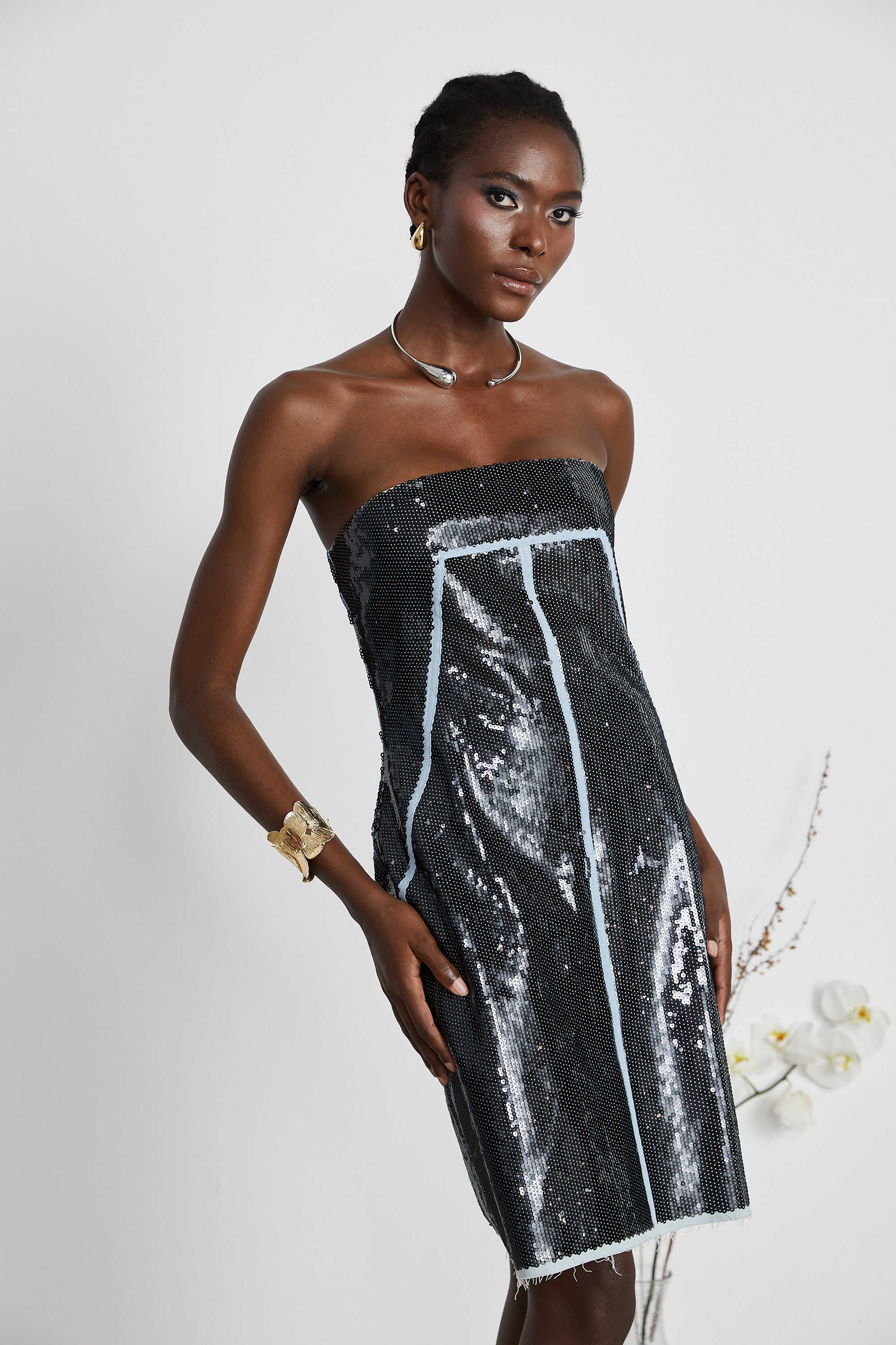 Gisèle sequin-embellished bandeau mini dress