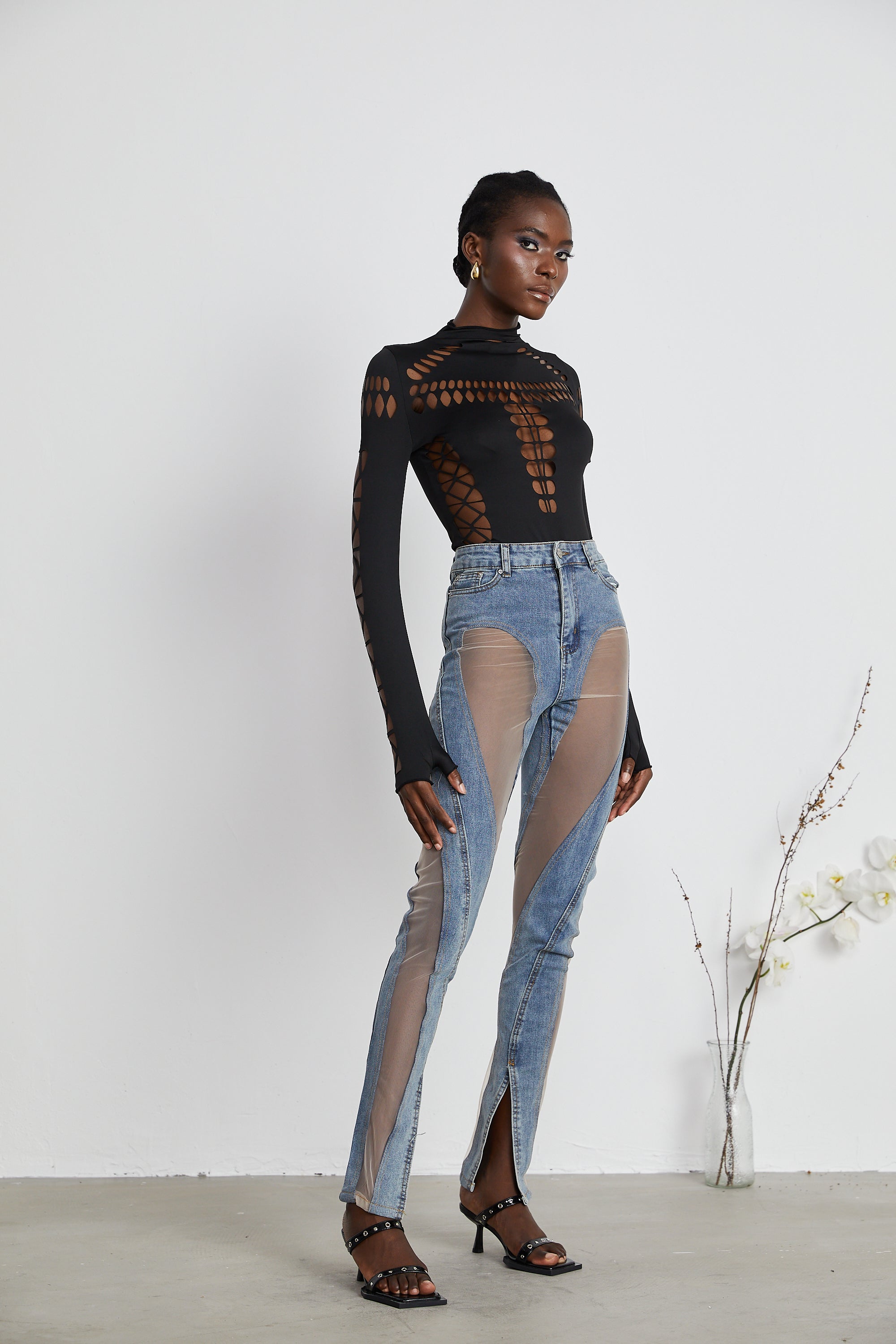 Aélis sheer-panelled jeans (Final Sale-US Only)