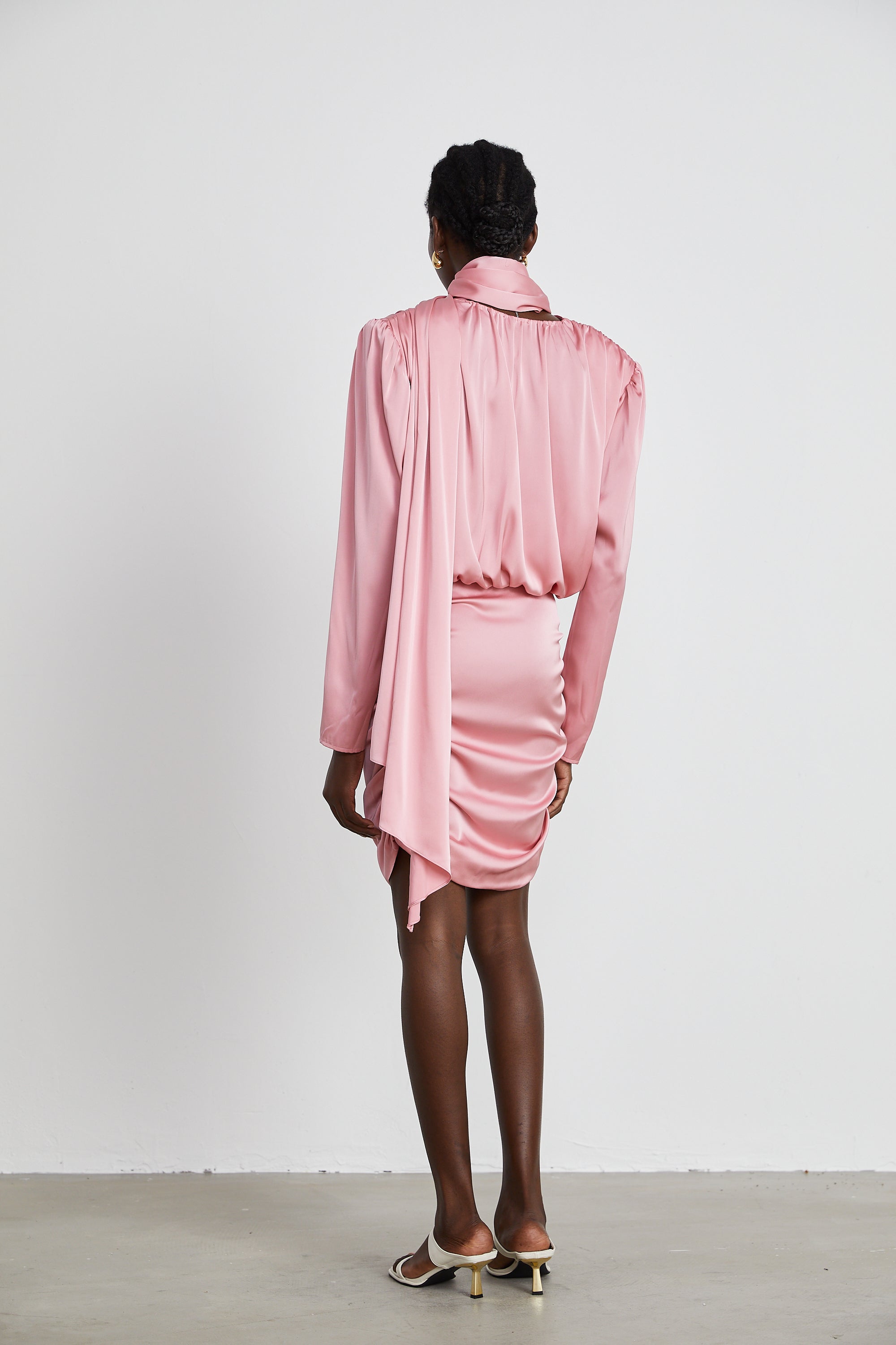 Aélis draped ruched satin mini dress (US Only)