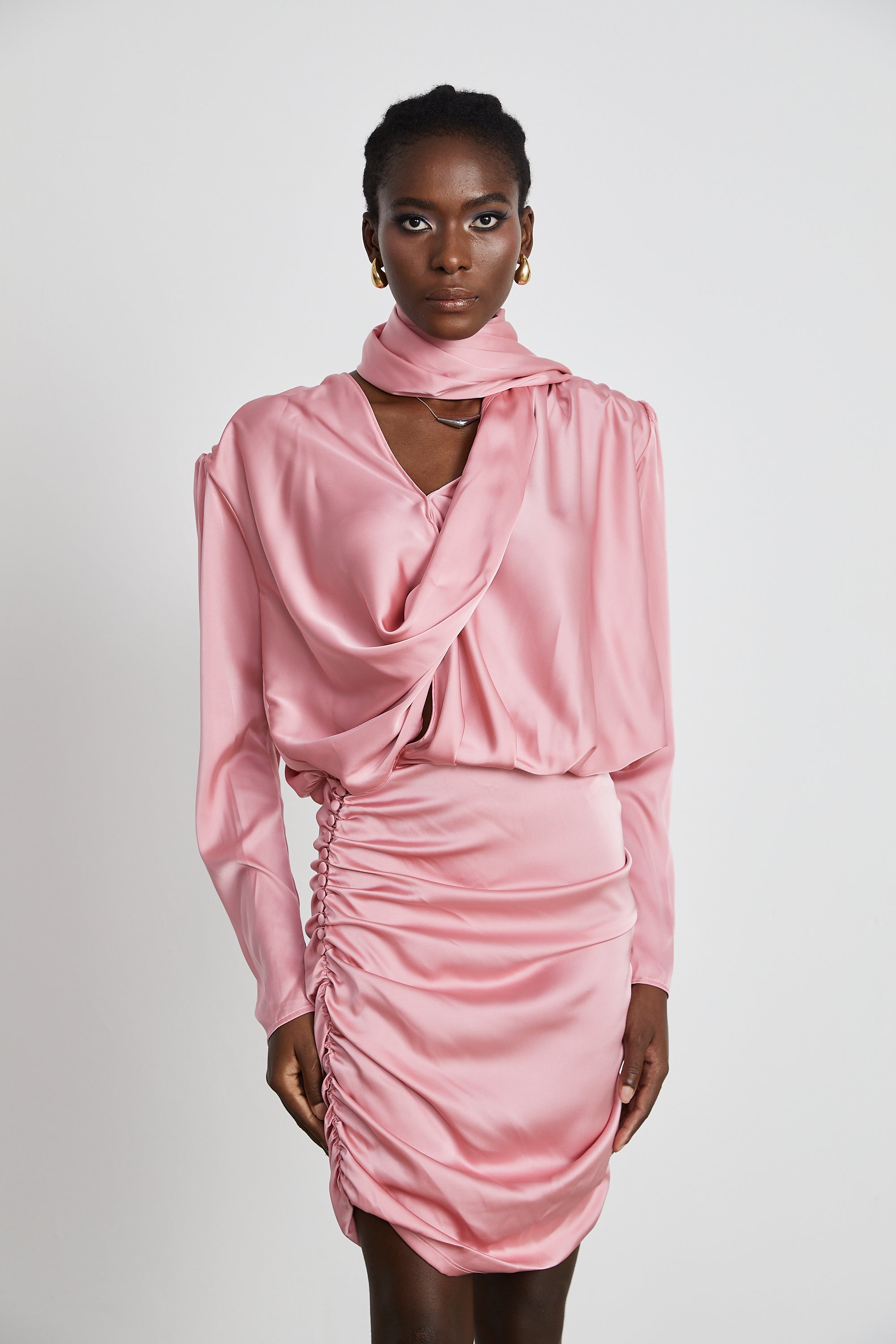 Aélis draped ruched satin mini dress (US Only)