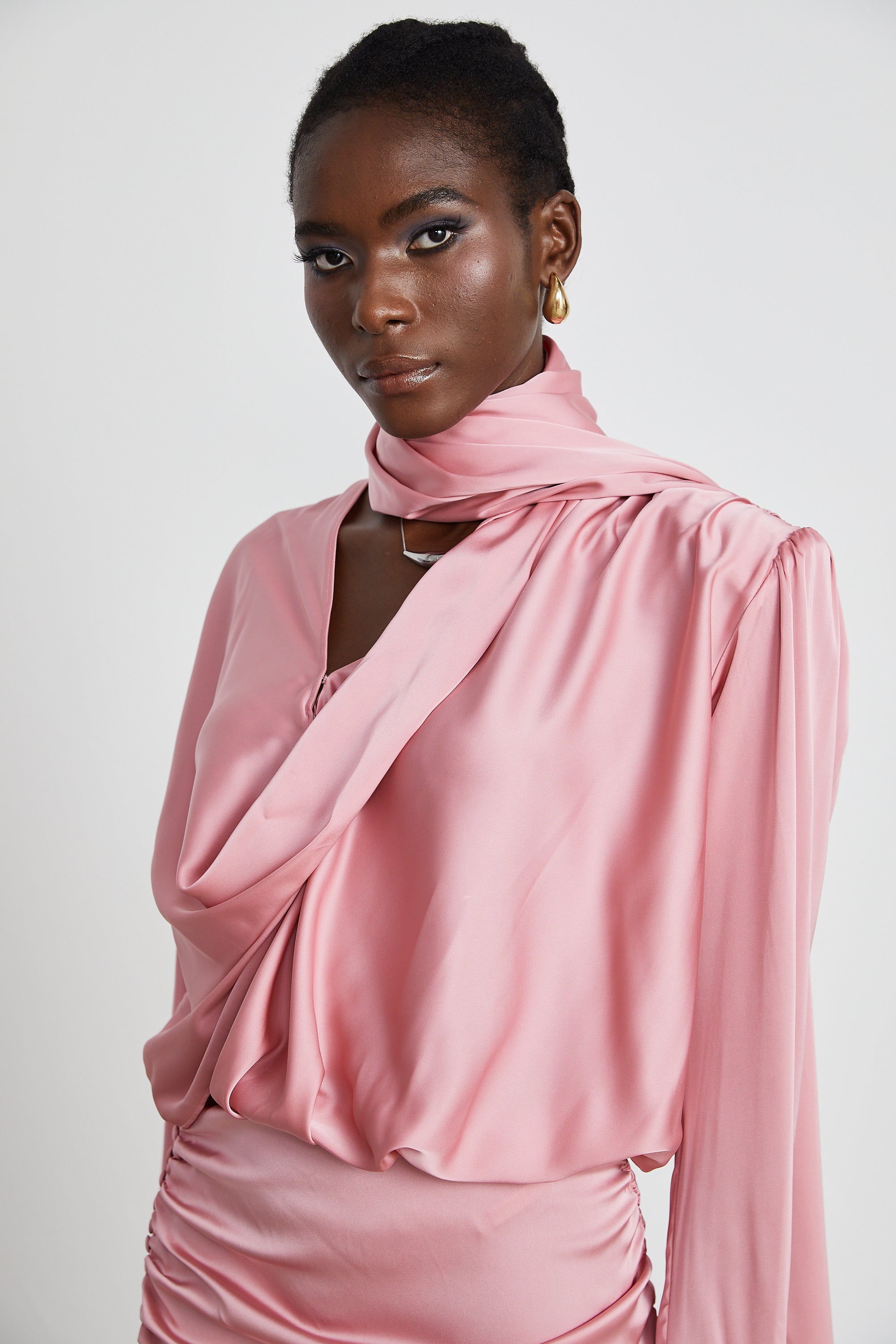 Aélis draped ruched satin mini dress (US Only)