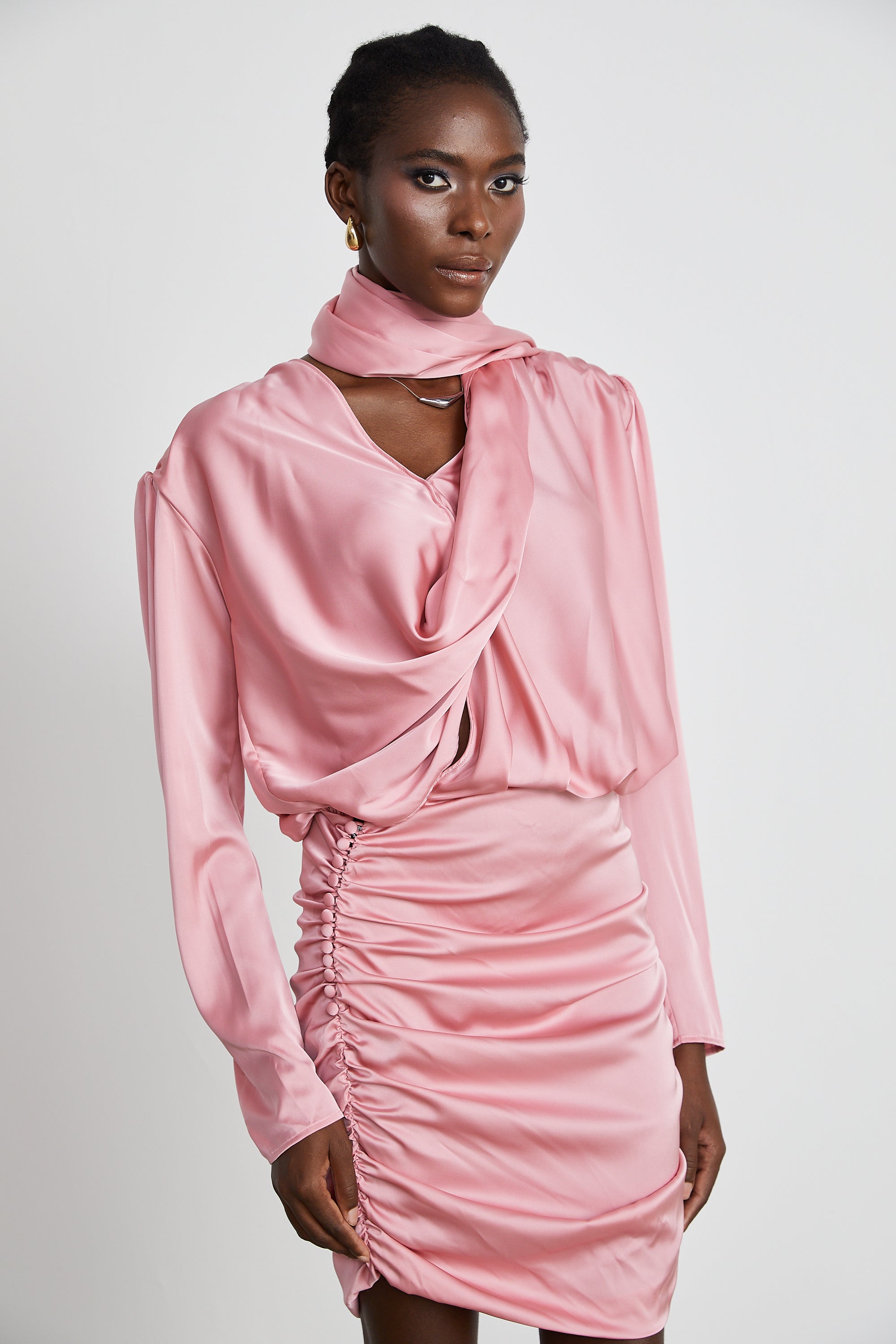 Aélis draped ruched satin mini dress (US Only)