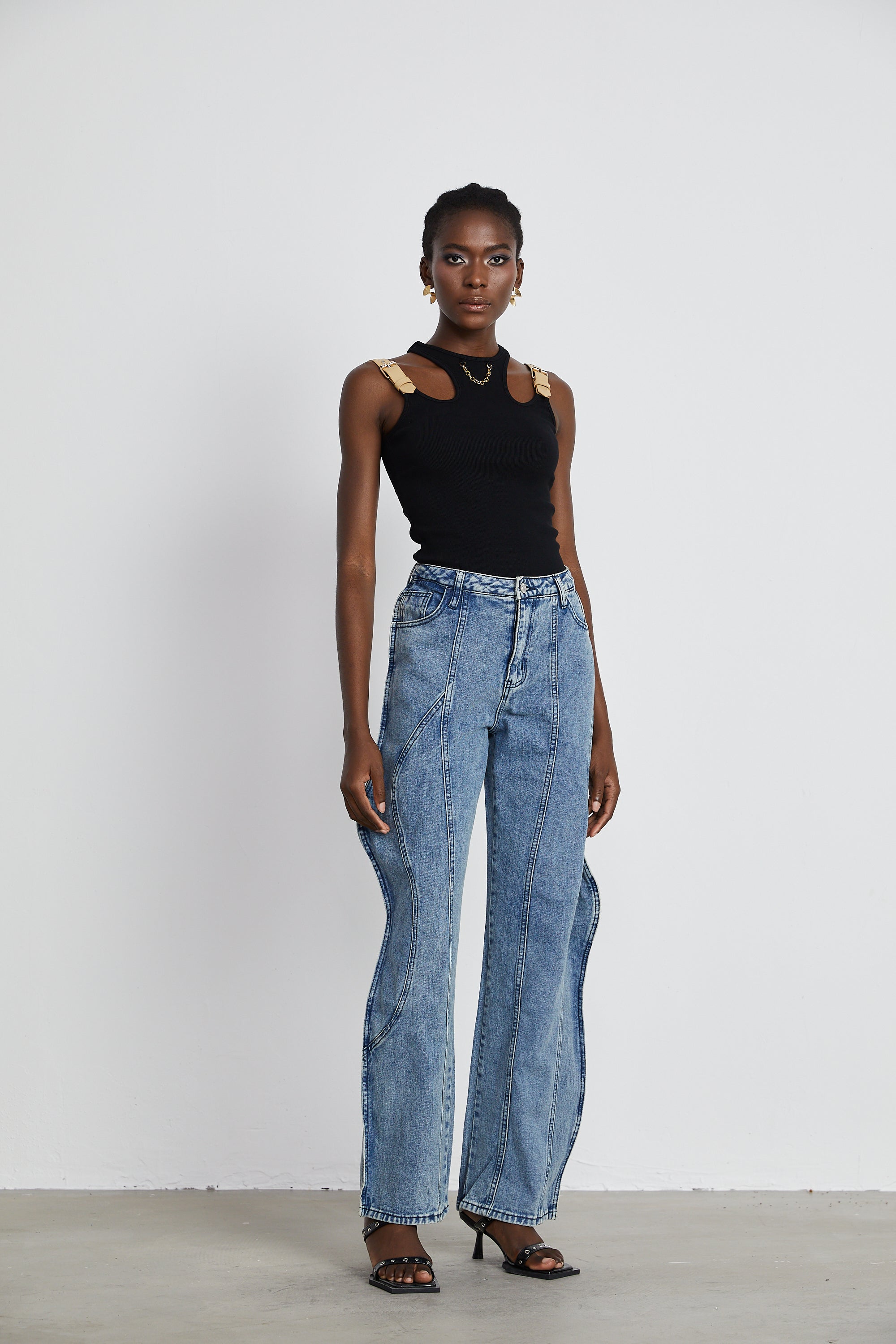 Brigitte asymmetrical wide-leg jeans