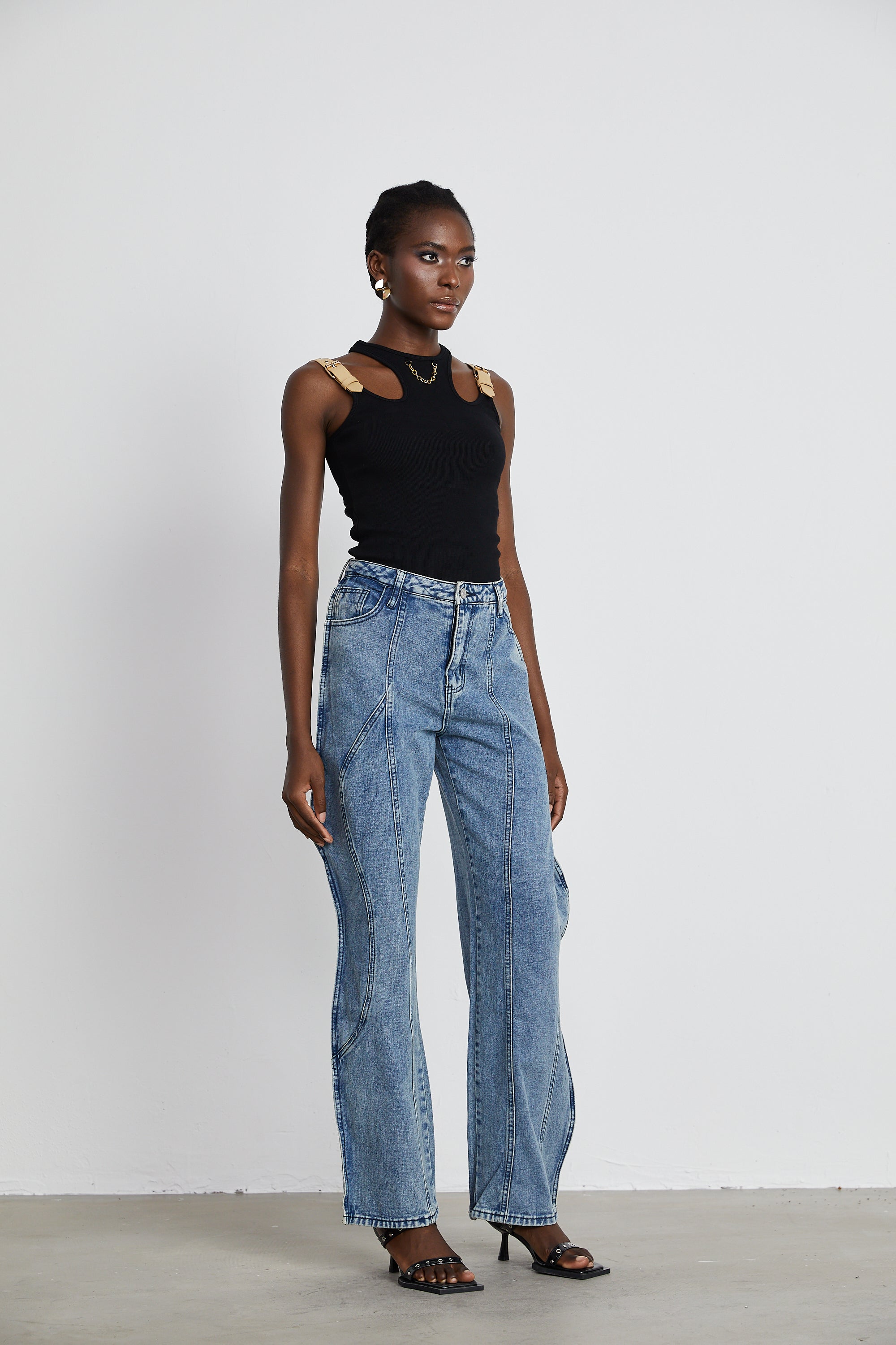 Brigitte asymmetrical wide-leg jeans