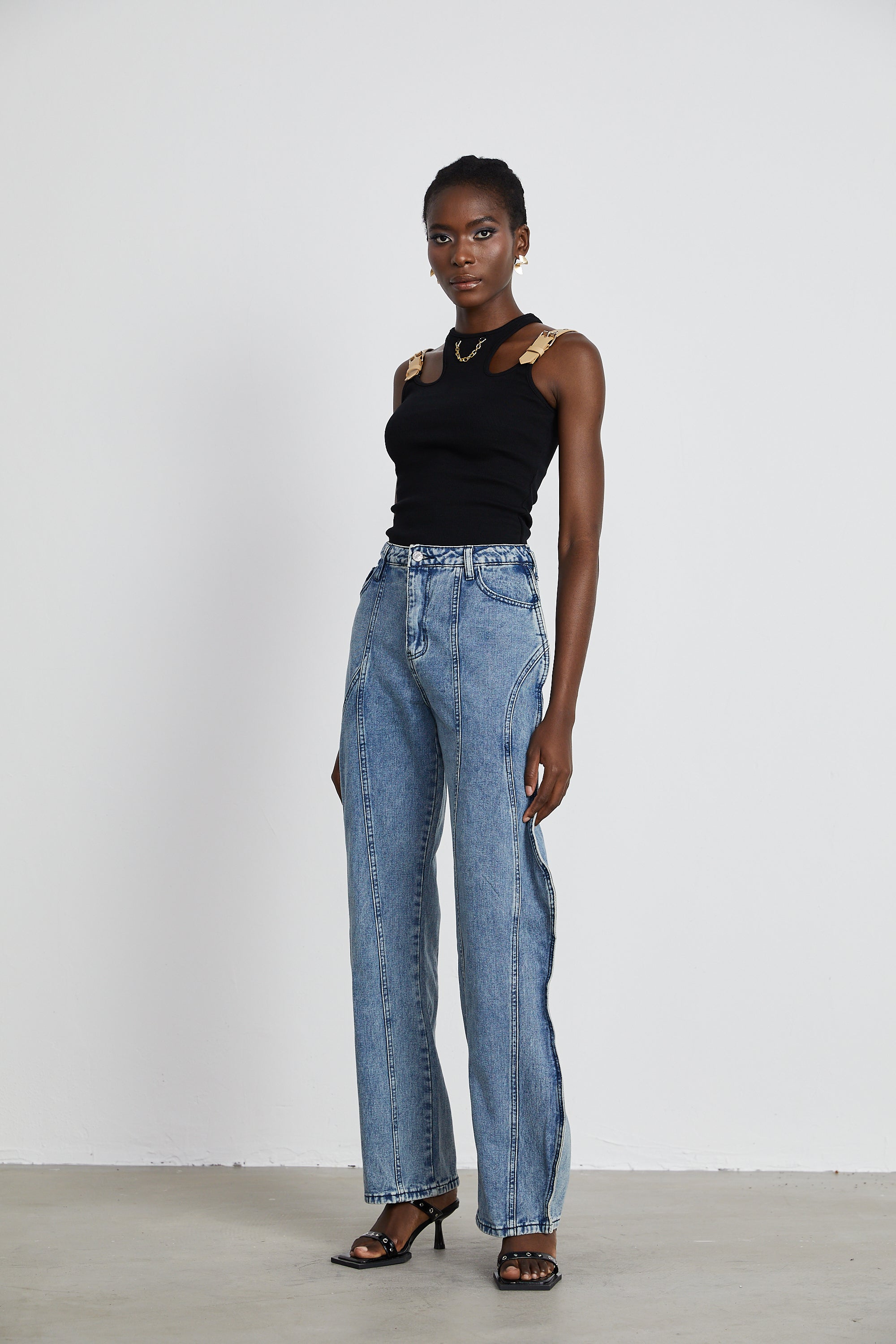 Brigitte asymmetrical wide-leg jeans