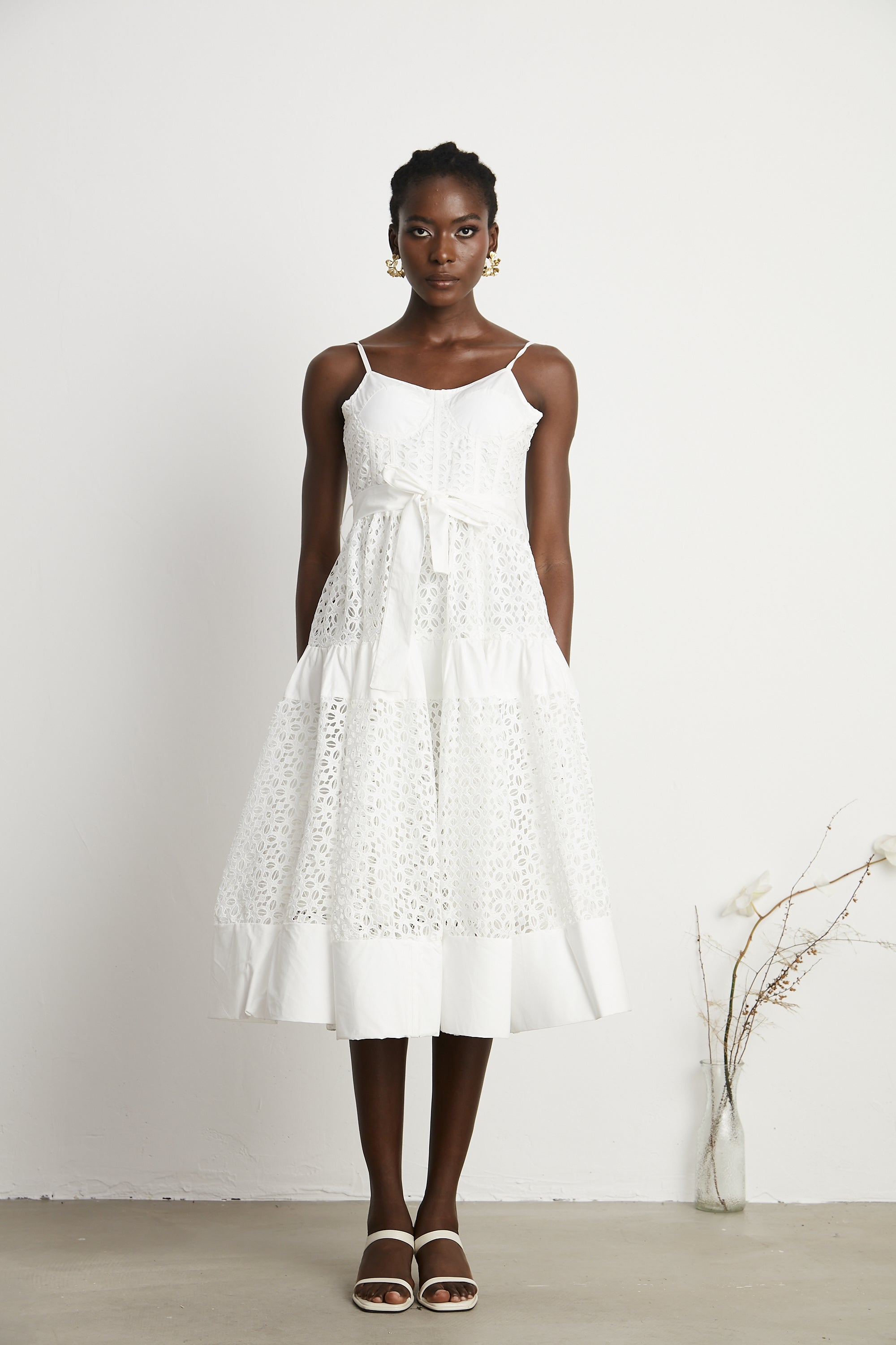 Catriona belted cut-out cotton midi dress (US Only)