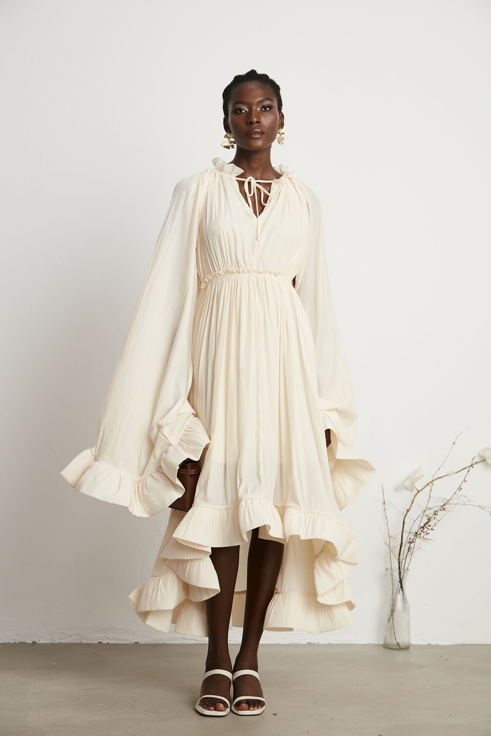 Charlene cape-design midi dress (Final Sale-US Only)