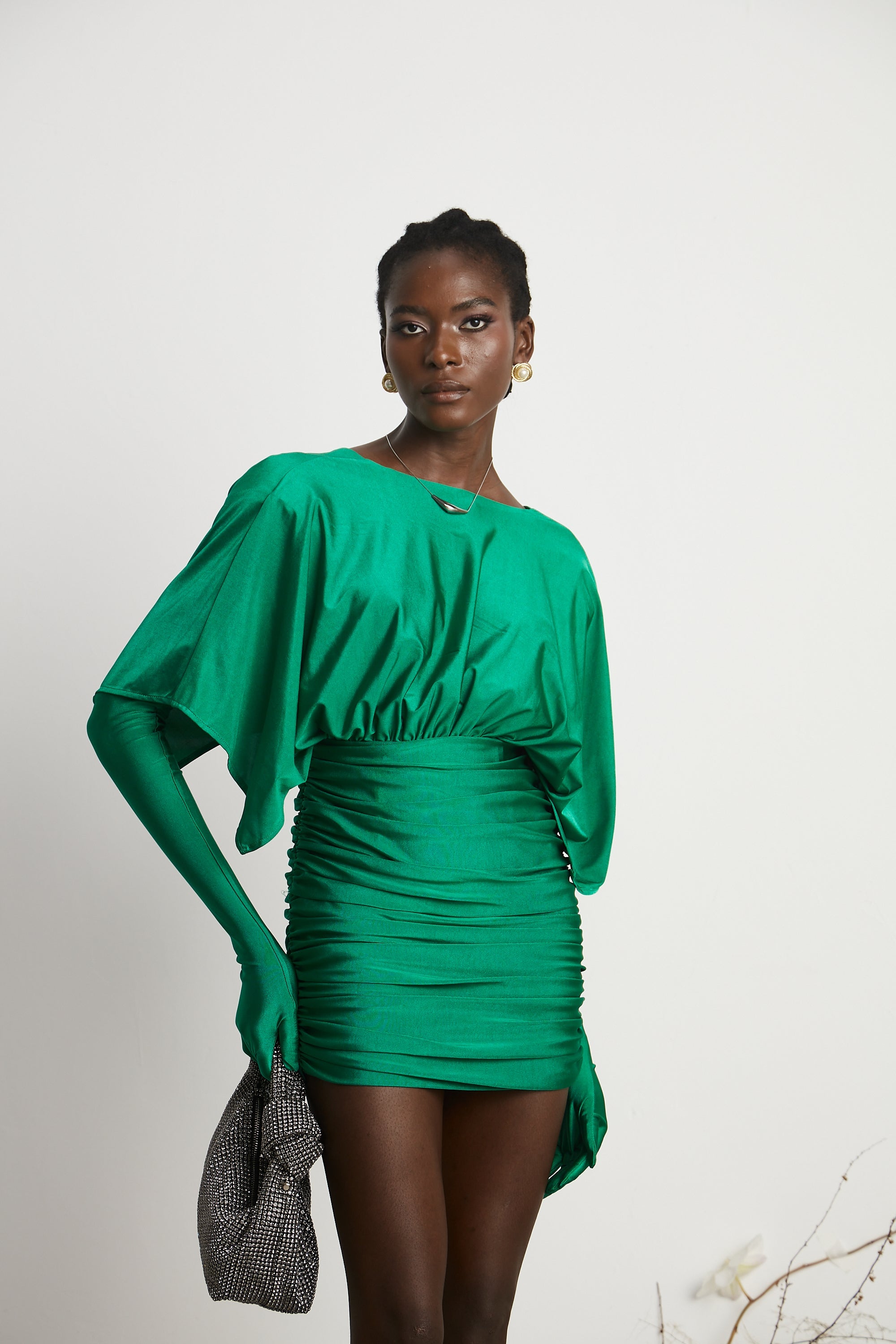 Yvette ruched V-neck mini dress (US Only)