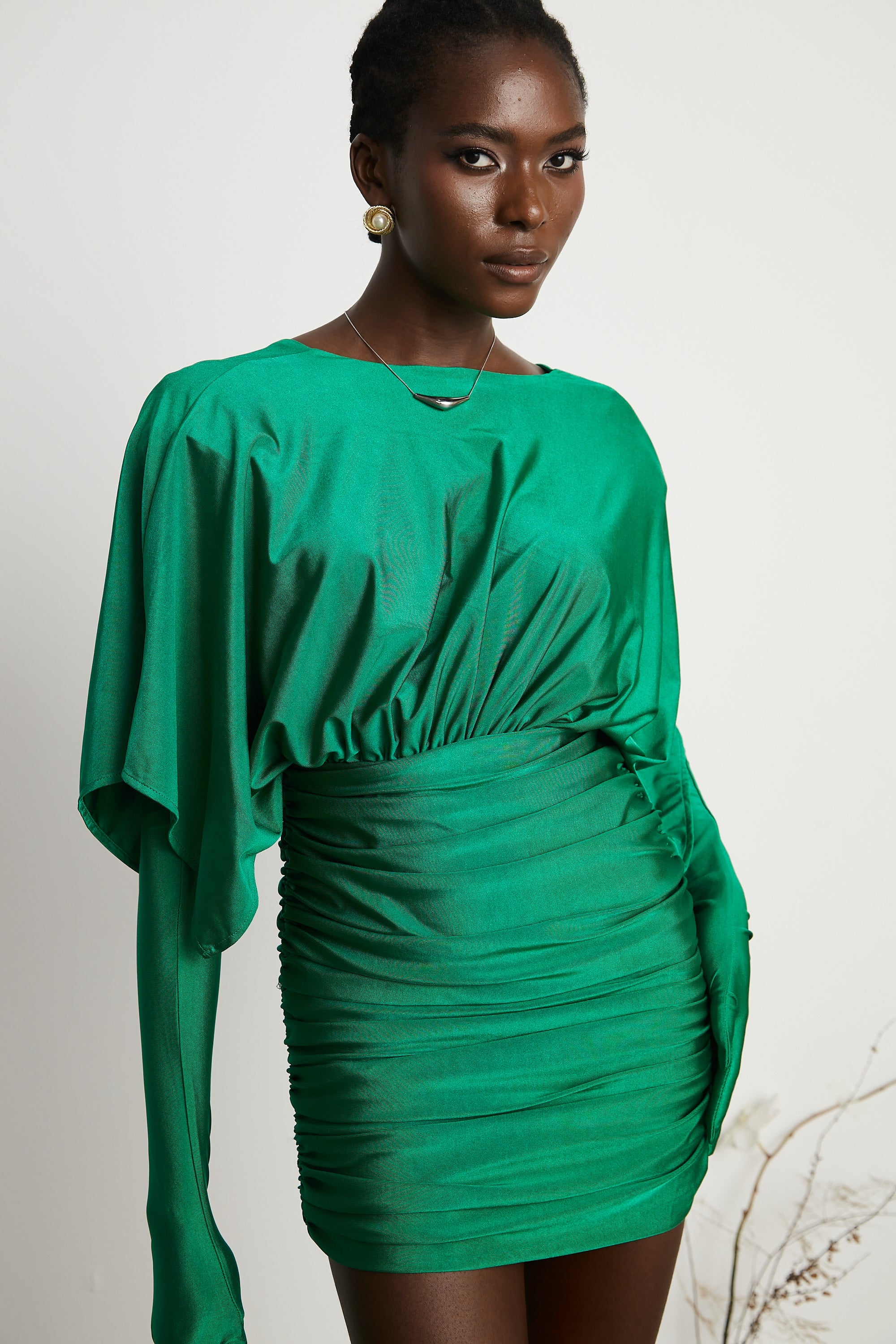 Yvette ruched V-neck mini dress (US Only)