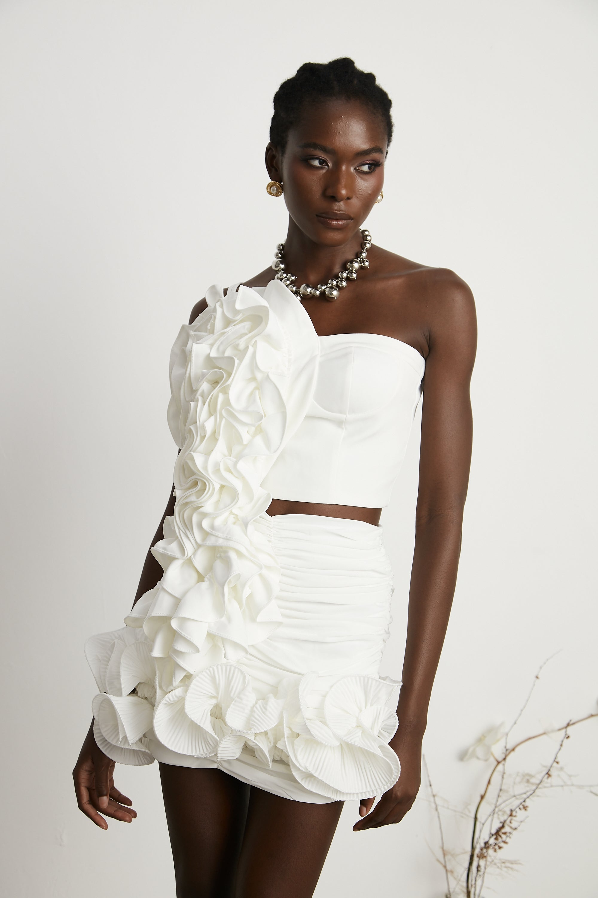 Sylvie ruched ruffled mini skirt (US Only)