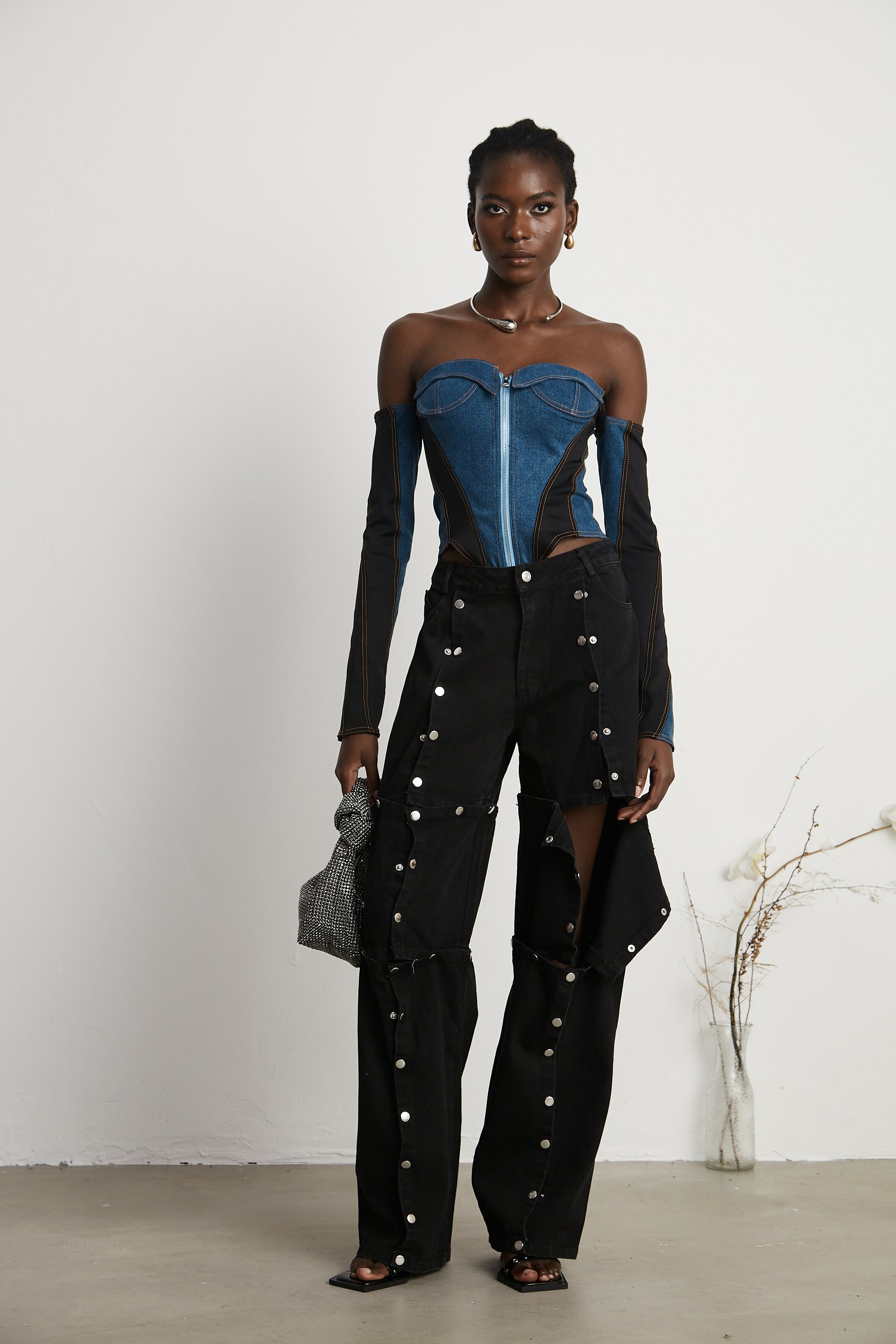 Janelle buttoned straight-leg jeans (US Only)
