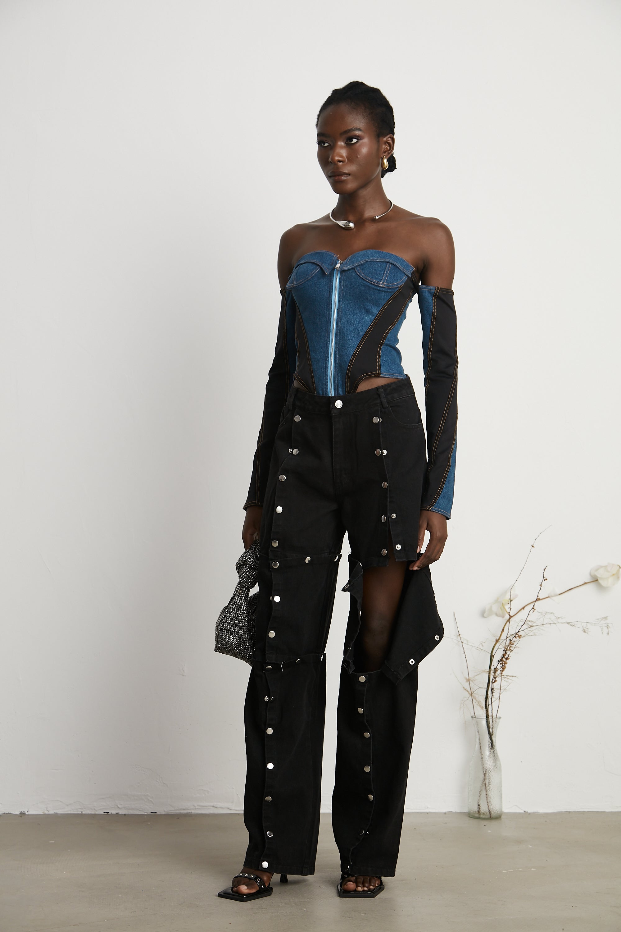 Janelle buttoned straight-leg jeans (US Only)