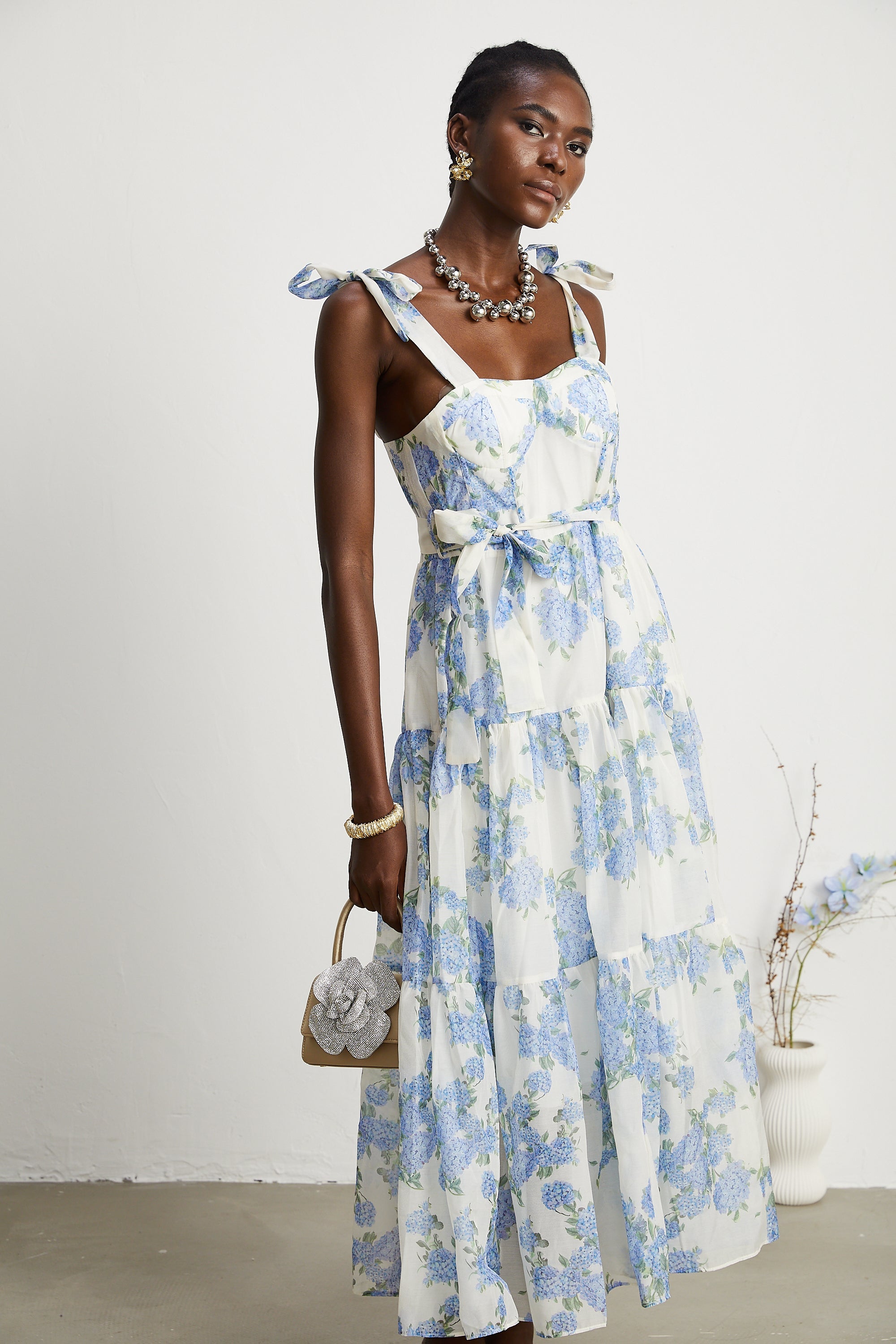 Sylvie floral-print pleated midi dress(US Only)