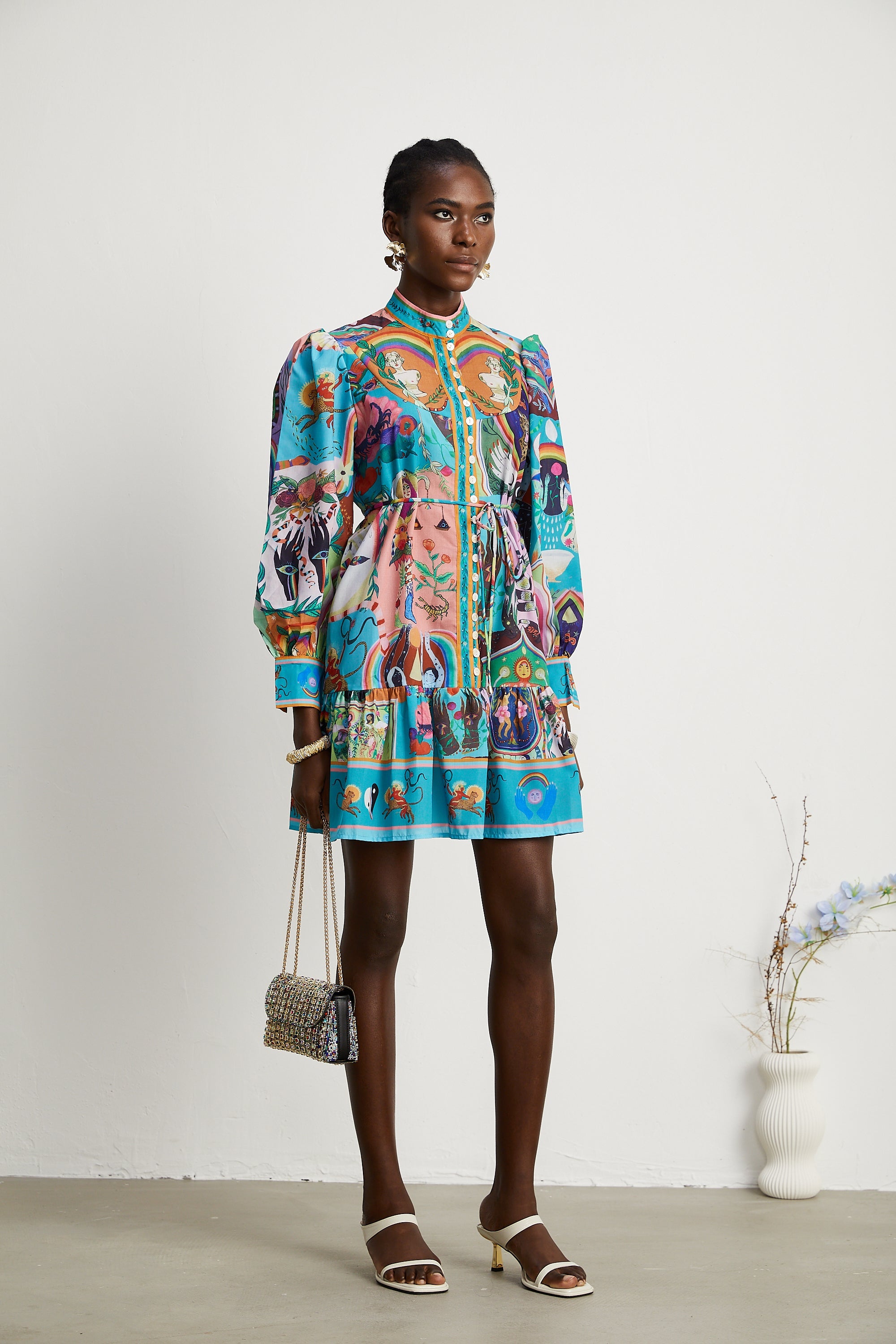 Valérie pattern-print flared mini dress (US Only)