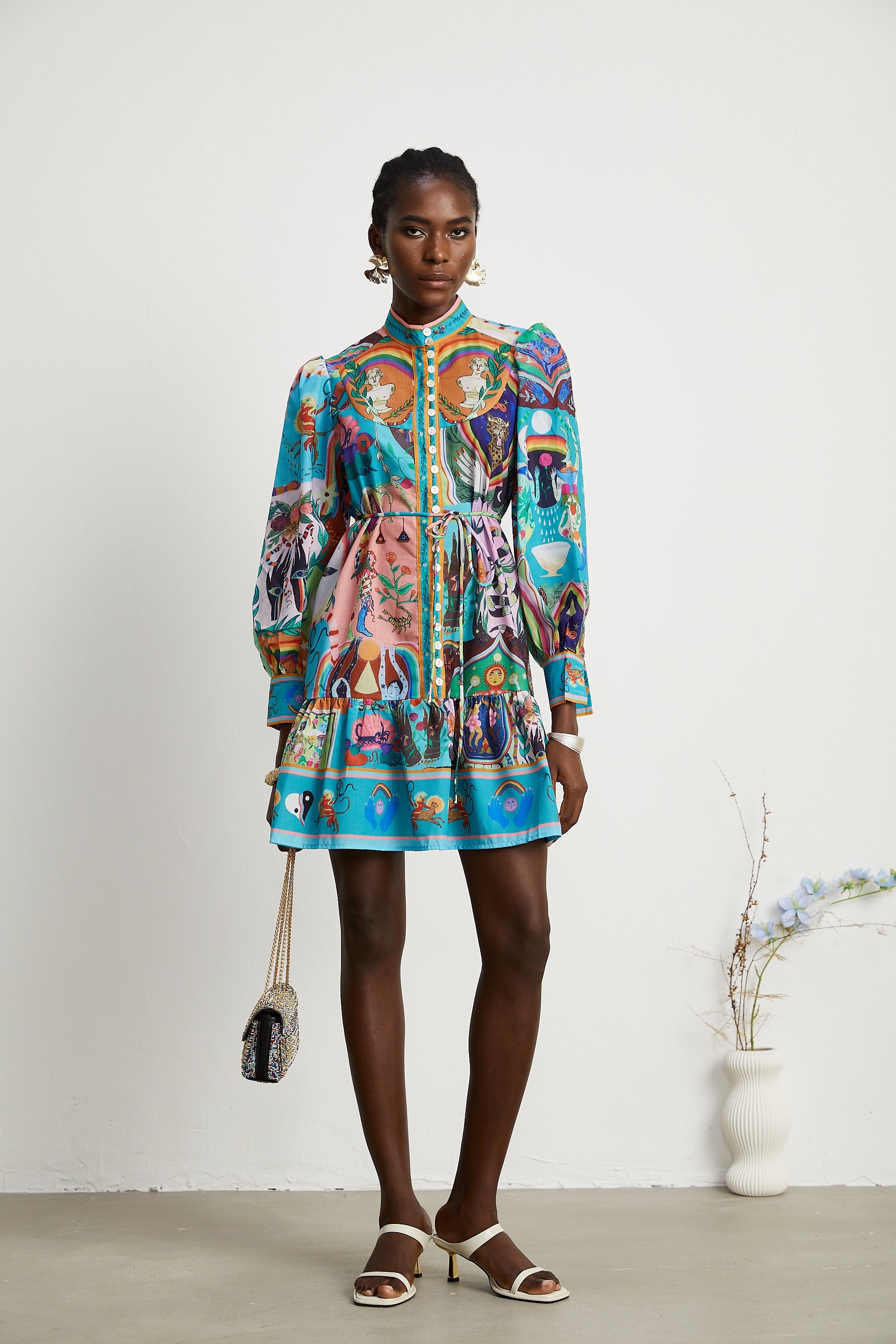Valérie pattern-print flared mini dress (US Only)