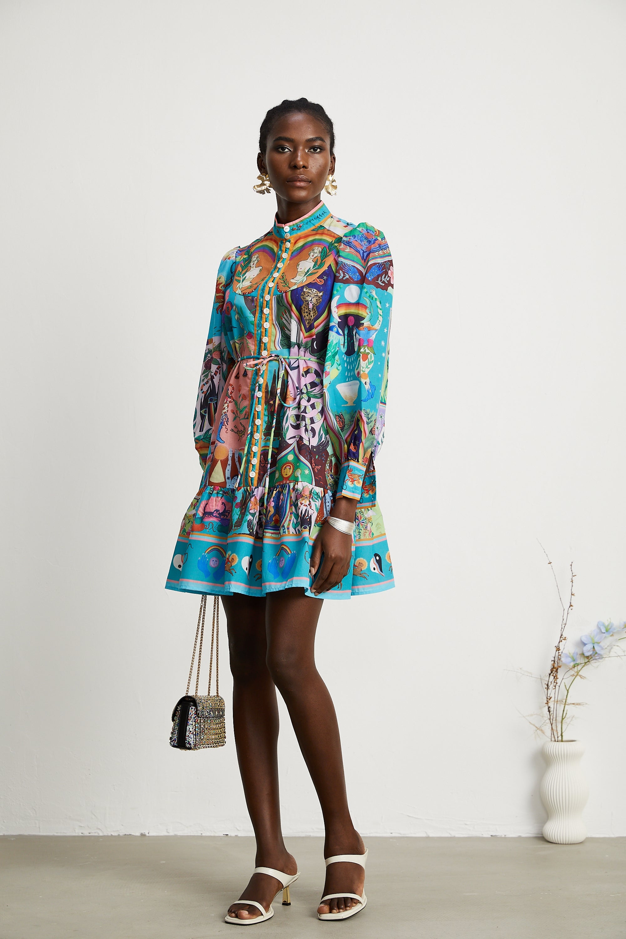 Valérie pattern-print flared mini dress (US Only)
