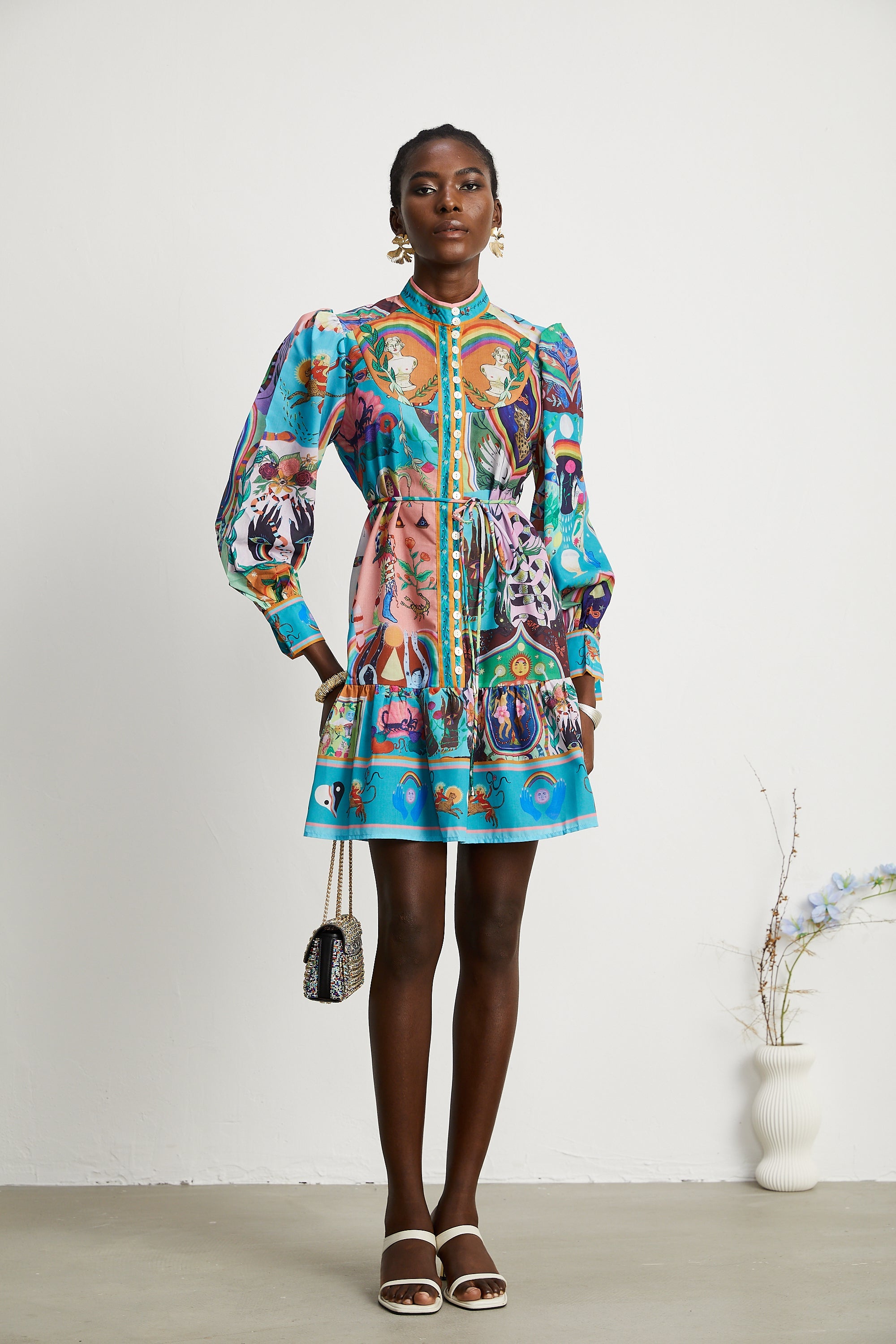 Valérie pattern-print flared mini dress (US Only)